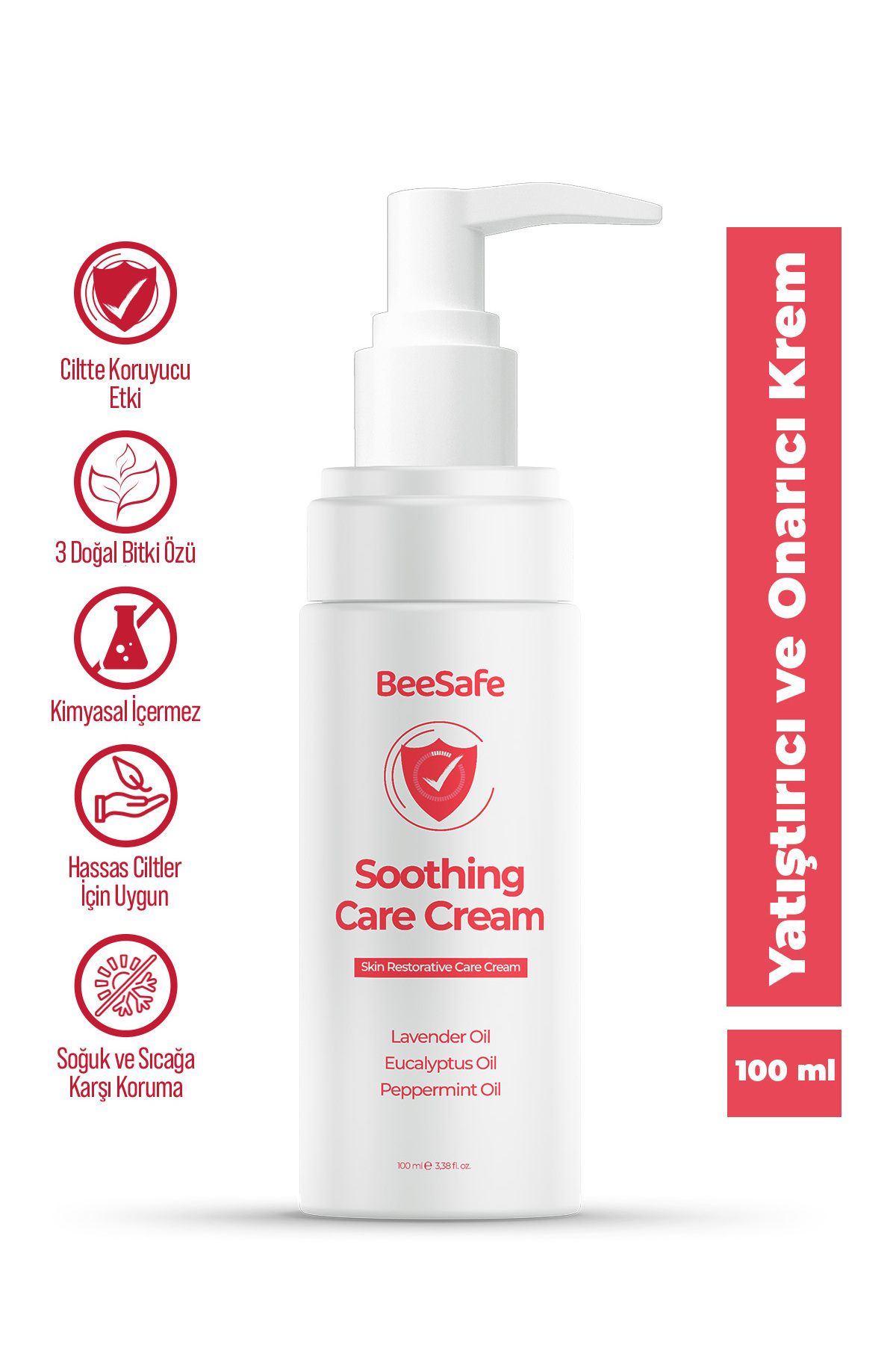 BeeSafe Yatıştırıcı ve Onarıcı Krem (Lavanta, Okaliptus, Nane, Gliserin) - 100 ml