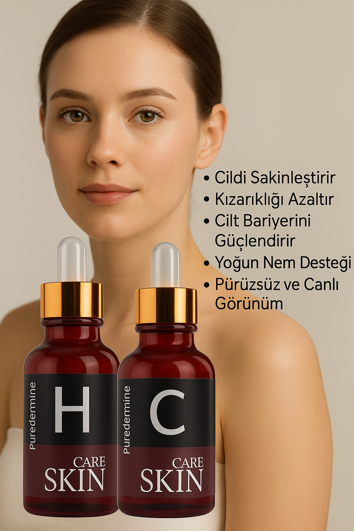 Puredermine Centella Asiatica & Vitamin C Serum Seti – Cilt Bariyerini Güçlendirir, Kızarıklık ve Lekeler