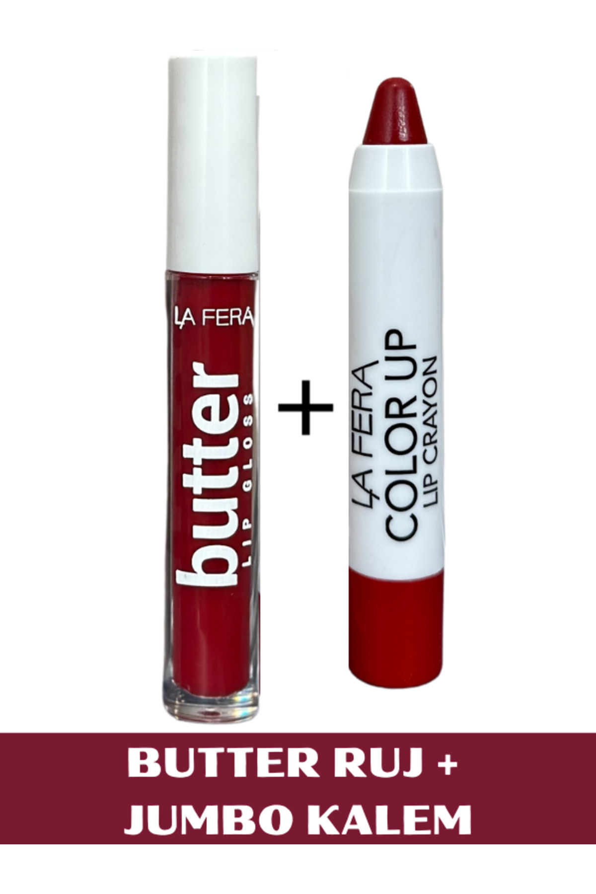 NUNUKO 2'li Butter Renkli Saten Mat Lipgloss Ruj + Jumbo Crayon Lipstick Dudak Kalemi Set