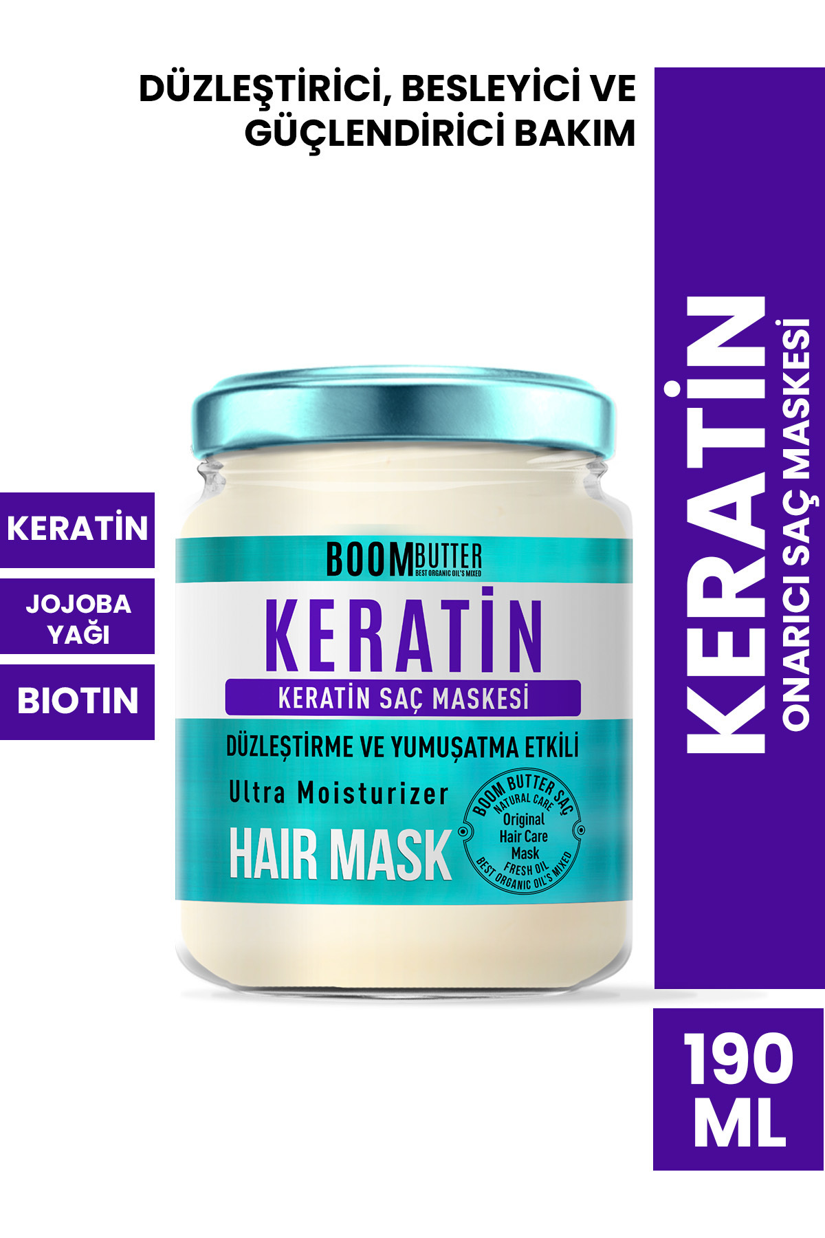 BOOM BUTTER Güçlendirici Onarıcı Keratin Saç Maskesi 190 ml