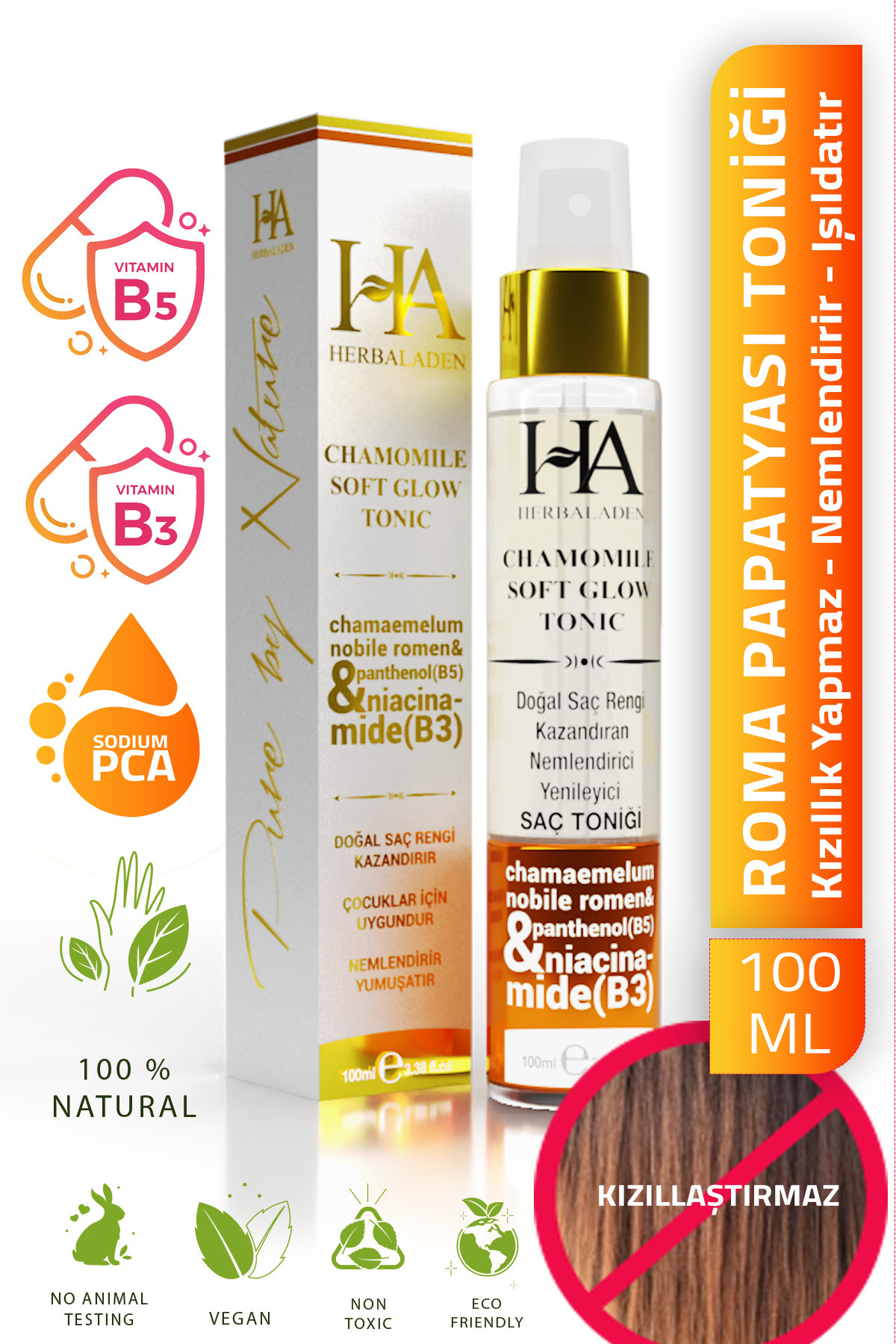 Herbaladen Roma Papatya Suyu & B3-B5 Vitaminli Saç Rengi Açıcı, Yenileyici Parlaklığı ve Nem Destekleyici 100ML