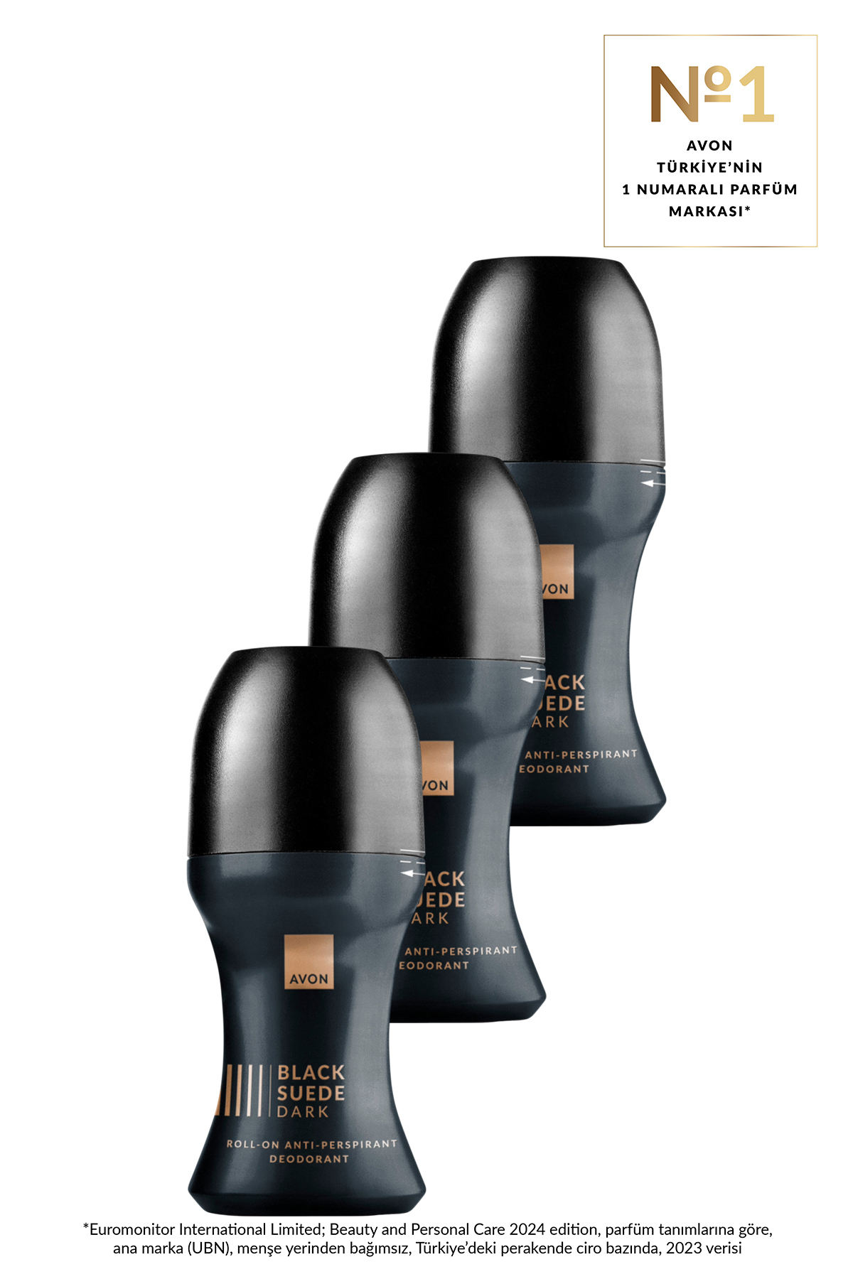 AVON Black Suede Dark Erkek Rollon 50 Ml. Üçlü Set