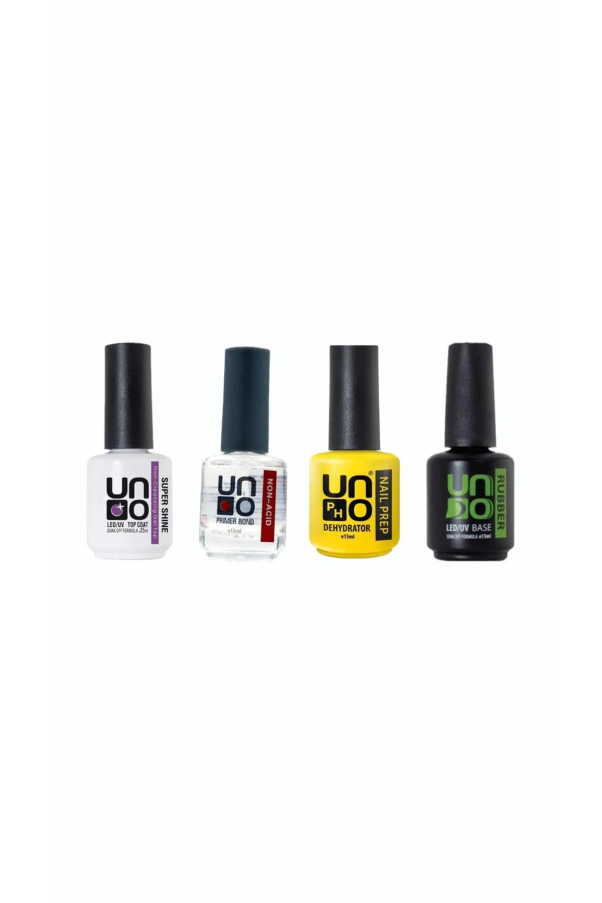 OLLA KOZMETİK Uno super shine 15mlUno Non-Acid primer bond +Uno rubber base 15ml+Uno Nail Prep Dehydrator SETİ