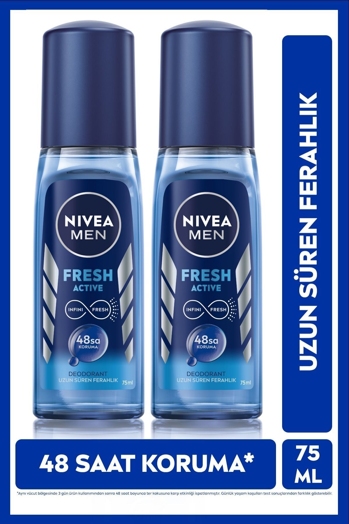 NIVEA MEN Erkek Pump Sprey Deodorant Fresh Active 75ml, 48 Saat Ter Koruması, Uzun Süren Ferahlık, X2 Adet