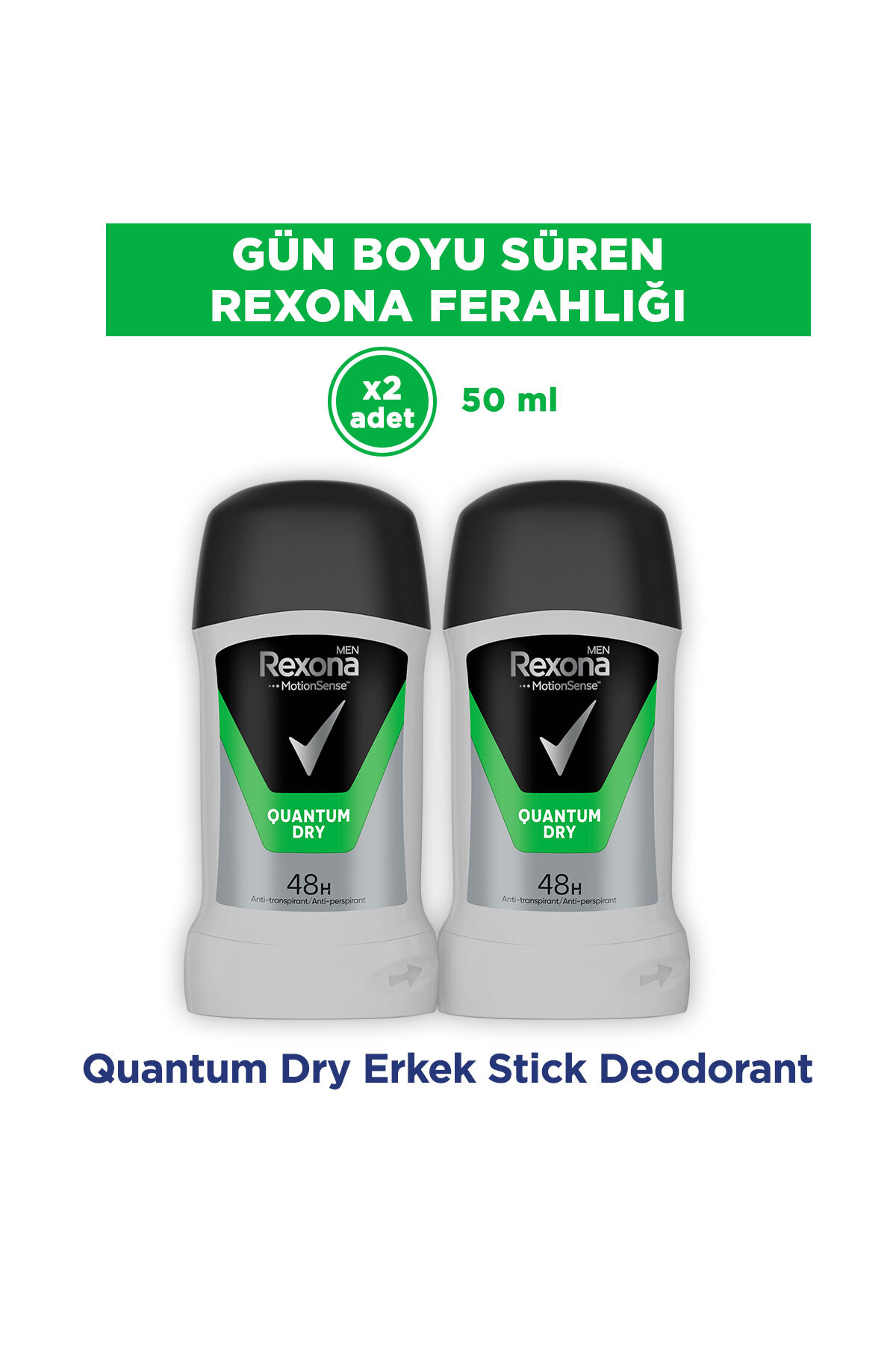 Rexona Men MotionSense Erkek Stick Deodorant Quantum Dry 50 ml x2