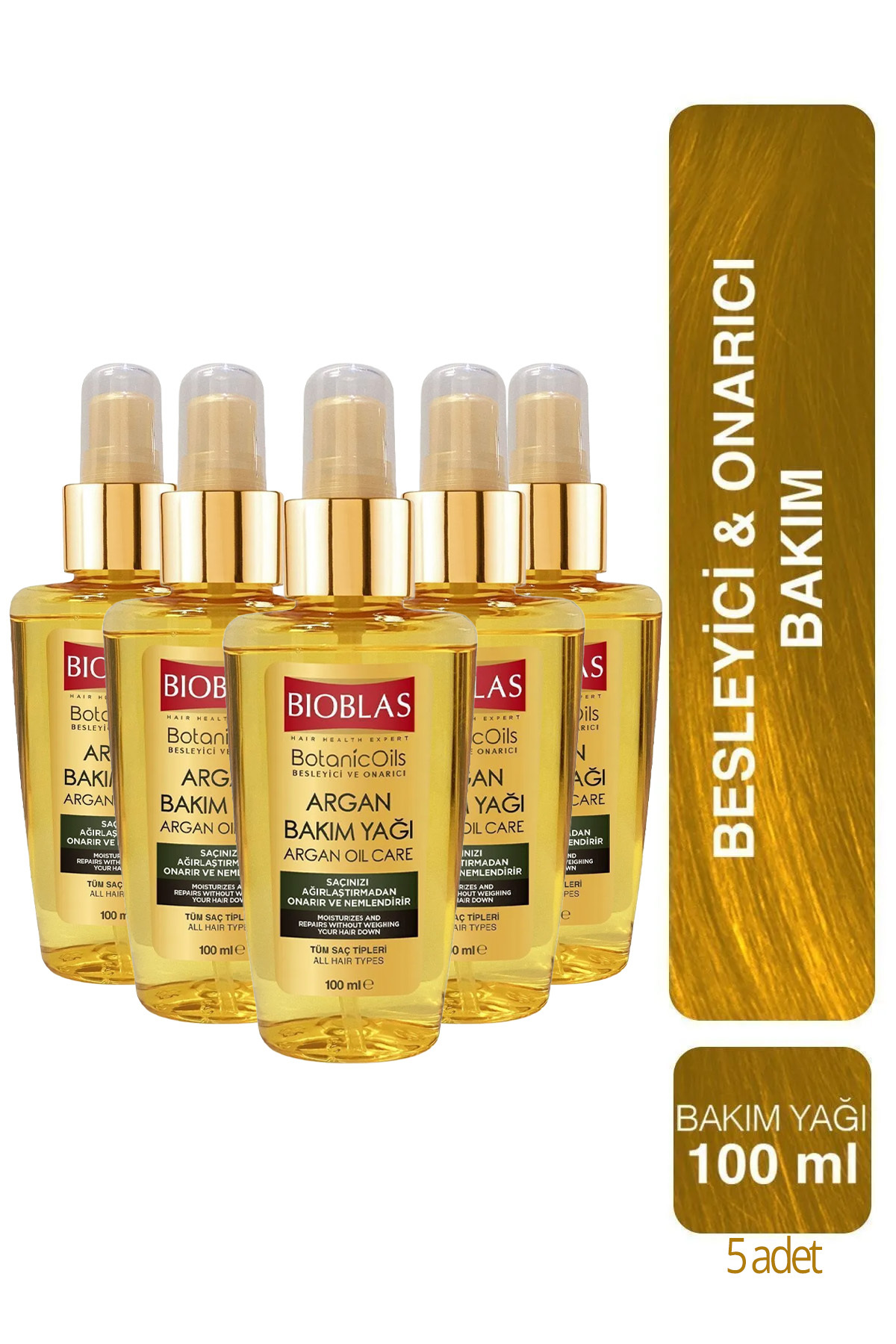 Bioblas Botanic Oils Besleyici ve Onarıcı Argan Saç Bakım Yağı 100 ml 5 adet