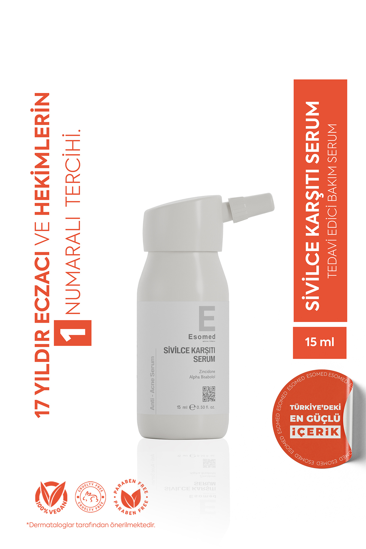 Esomed Akne Karşıtı Serum 15 ml - Çinko PCA & Laktik Asit ile Yağ Dengeleyici Bakım