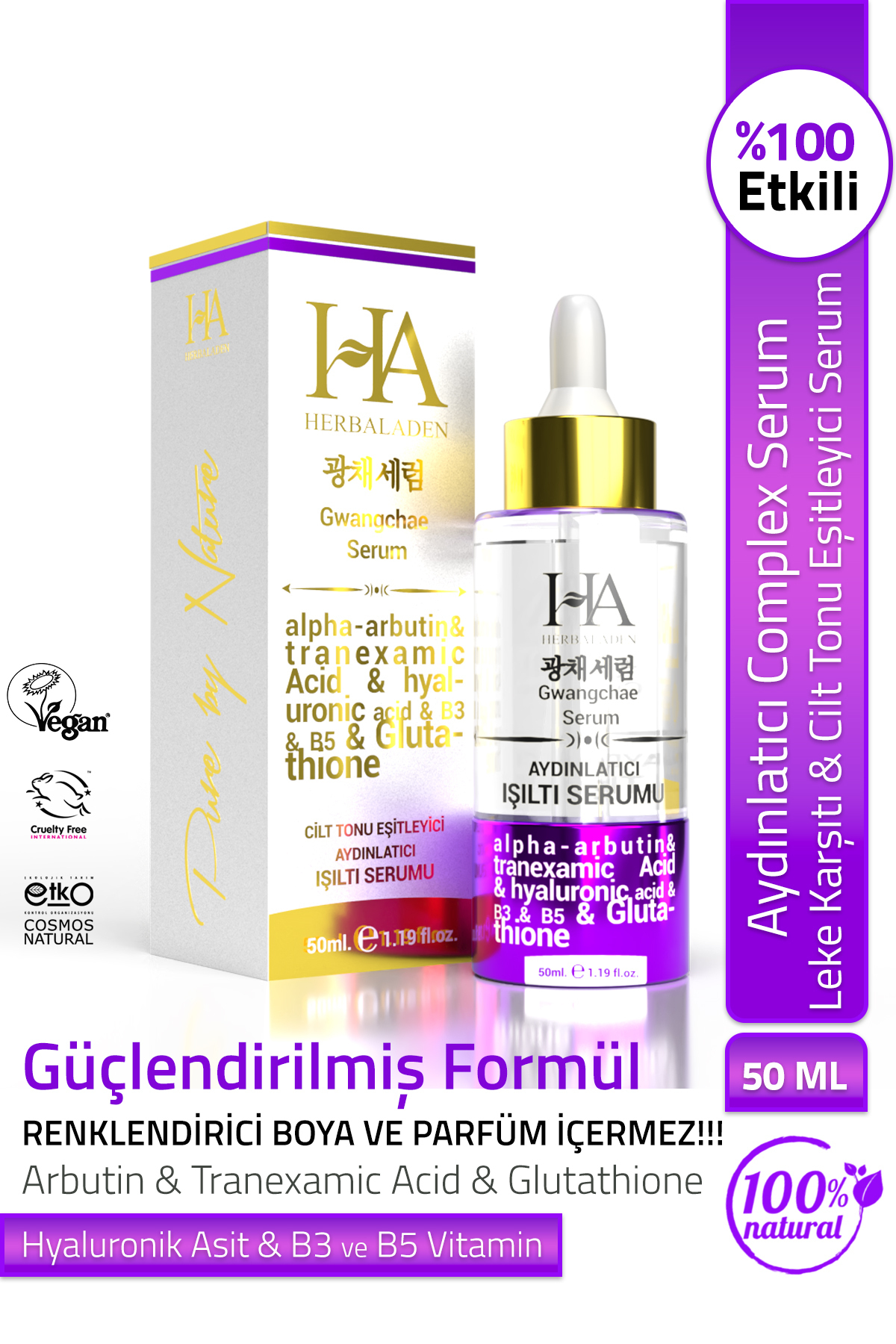 Herbaladen Leke Karşıtı & Cilt Tonu Eşitleyen Aydınlatıcı & Cilt Parlatıcı Serum 50 ML