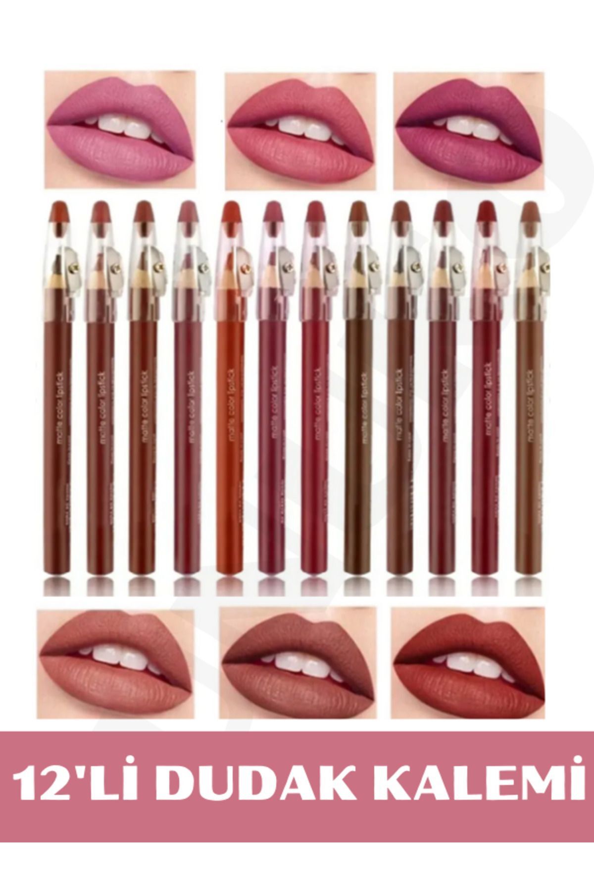 Dunaysir Dudak Kalemi Matte Color Lipstick Jumbo Kalın Kalem Ruj Waterproof 12li Set