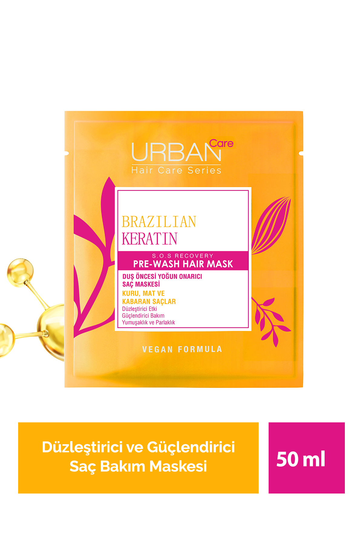 Urban Care Brezilya Keratin Düzleştirici Etkili Duş Öncesi Saç Bakım Maskesi-50ml-vegan