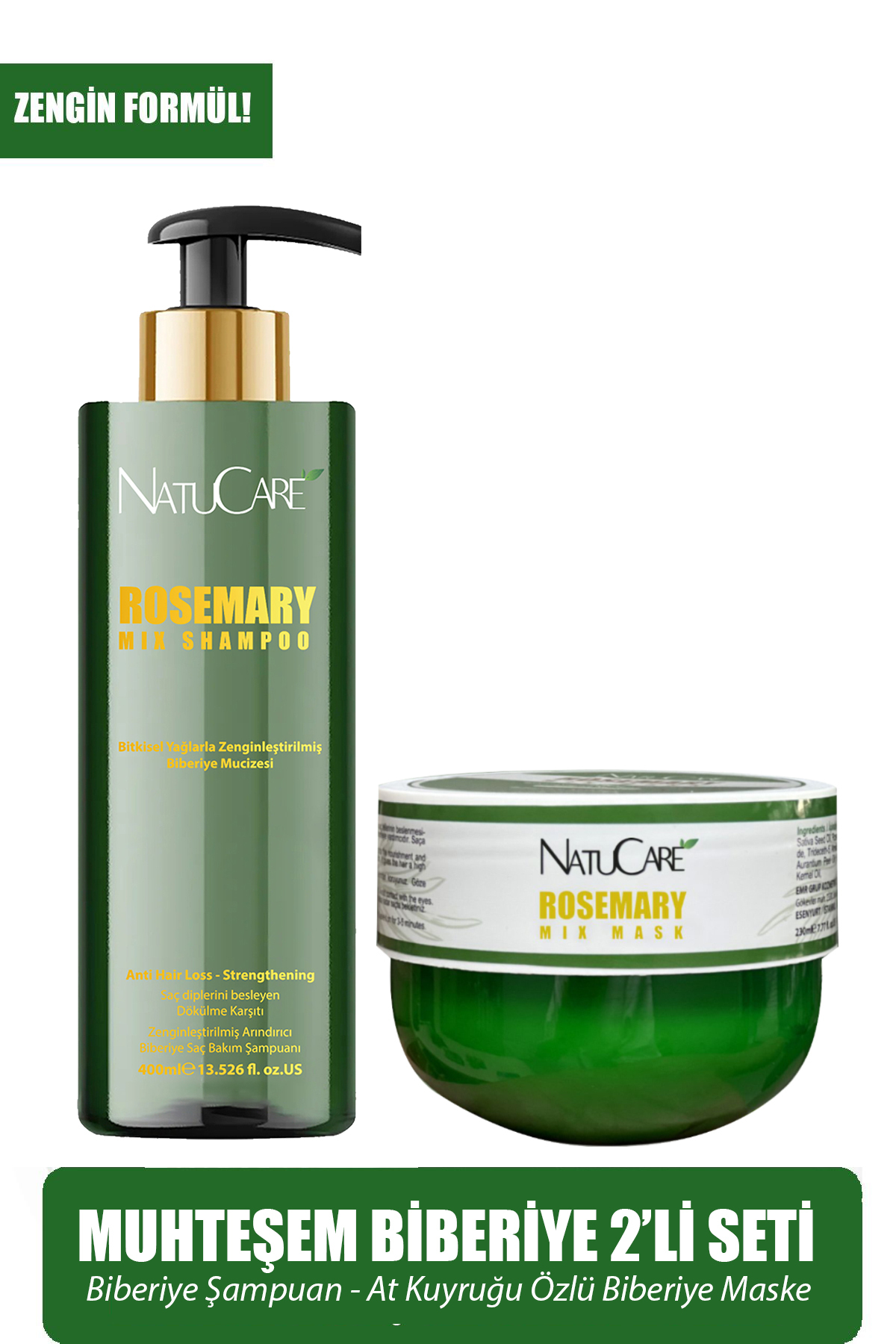 NatuCare Yavaş Uzayan Ve yıpranmış Saçlar İçin Onarıcı Maskeli Set (Maske+Şampuan)