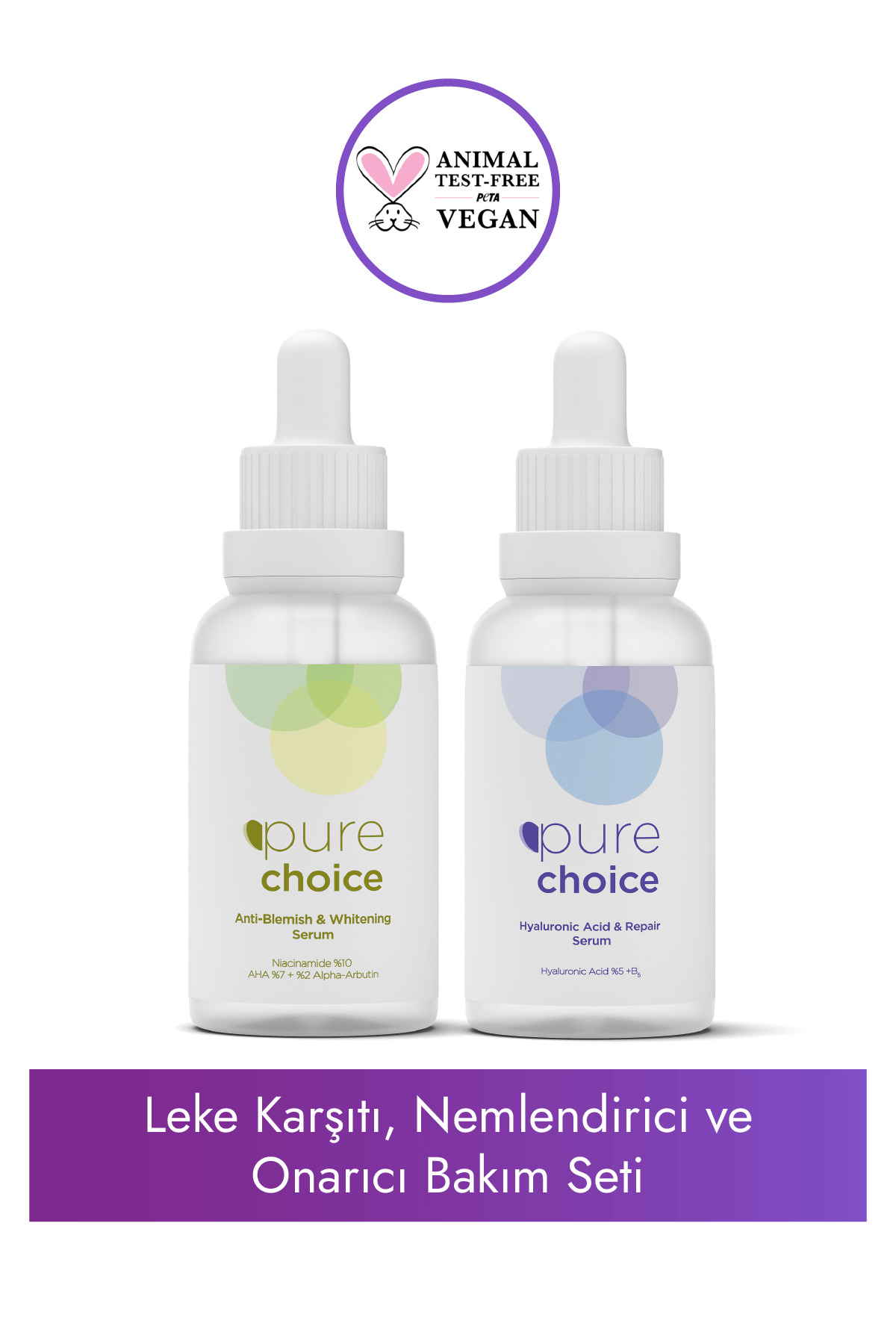 Pure Choice Leke Karşıtı Nemlendirici ve Onarıcı Bakım Seti ( Leke Karşıtı Bakım Serumu + HA Serum 2'li Set).