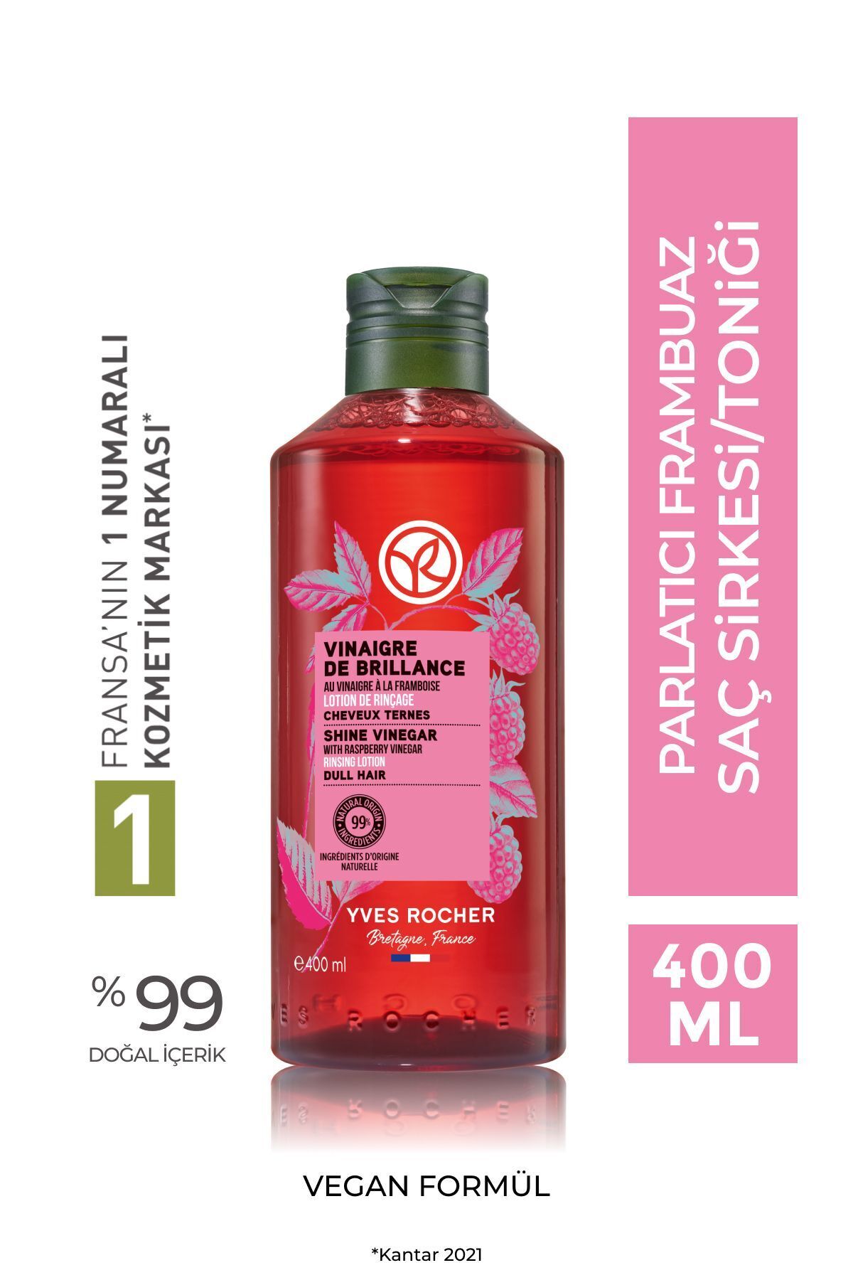 Yves Rocher Parlatıcı Frambuaz Saç Sirkesi / Toniği - Normal Saçlar / Brillance - Vegan -400ml