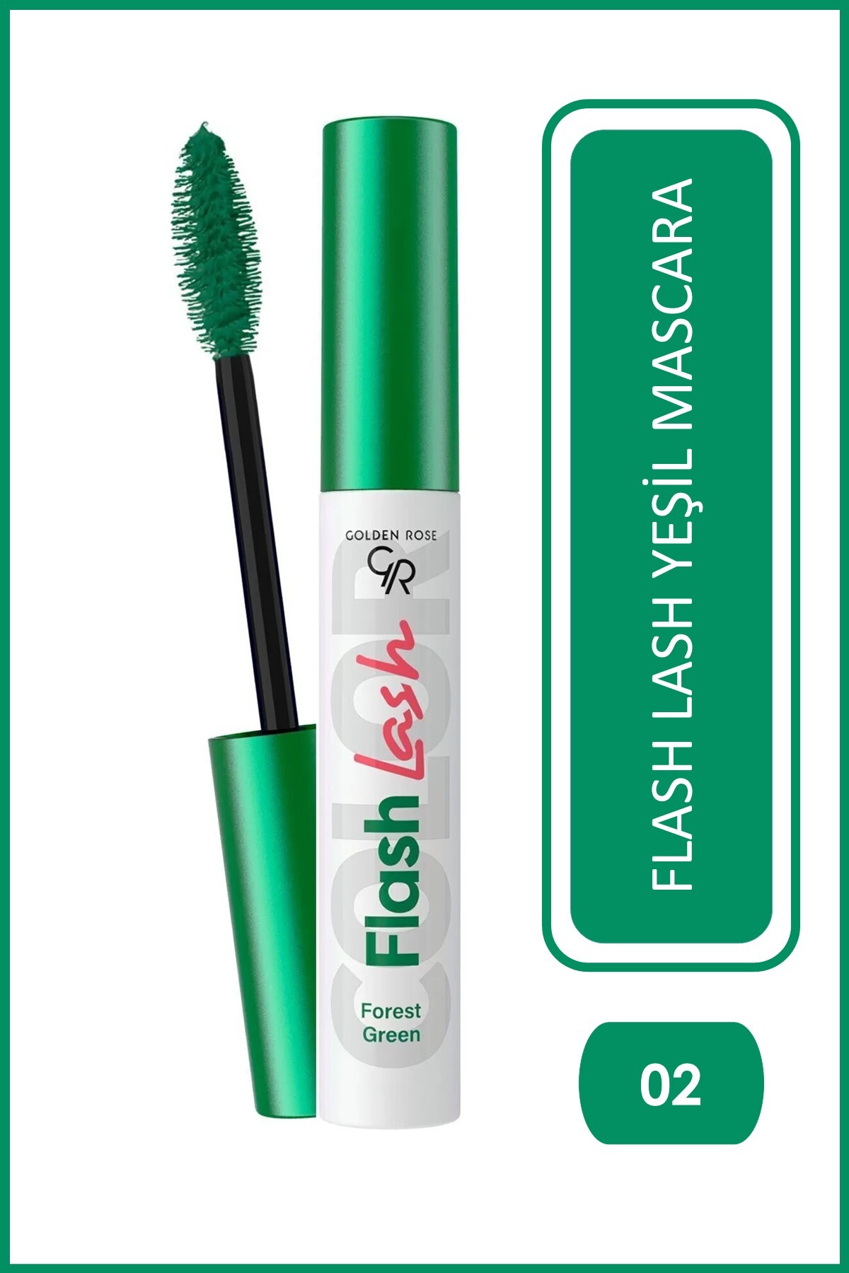 Golden Rose Flash Lash Yeşil Maskara No:02 Orman Yeşili–9 ml