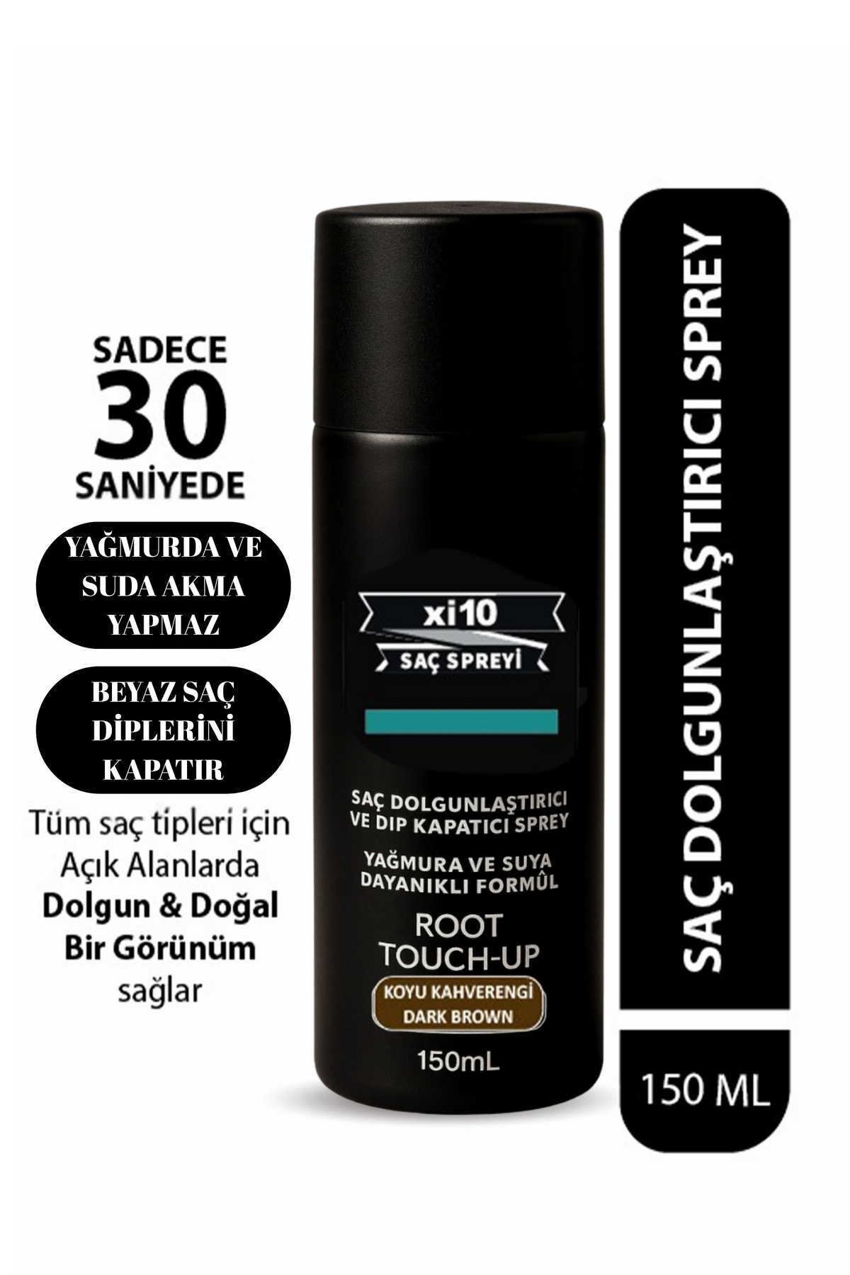 xi10 Saç Dolgunlaştırıcı Koyu Kahve(DARK BROWN) Ve Dip Kapatıcı Topik Sprey 150 Ml.( Suya Dayanıklı )