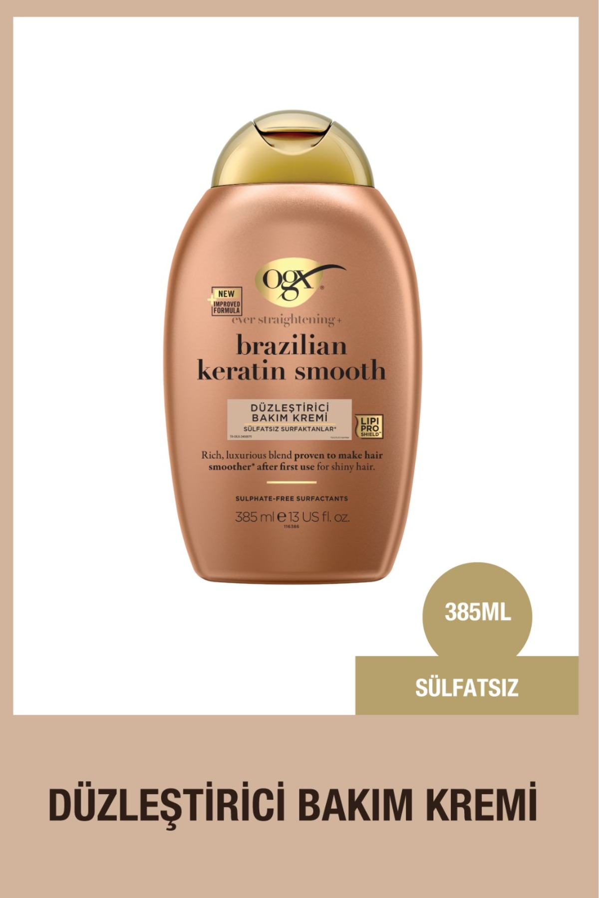 OGX Brazilian Keratin Smooth Düzleştirici Sülfatsız Saç Bakım Kremi 385 ml