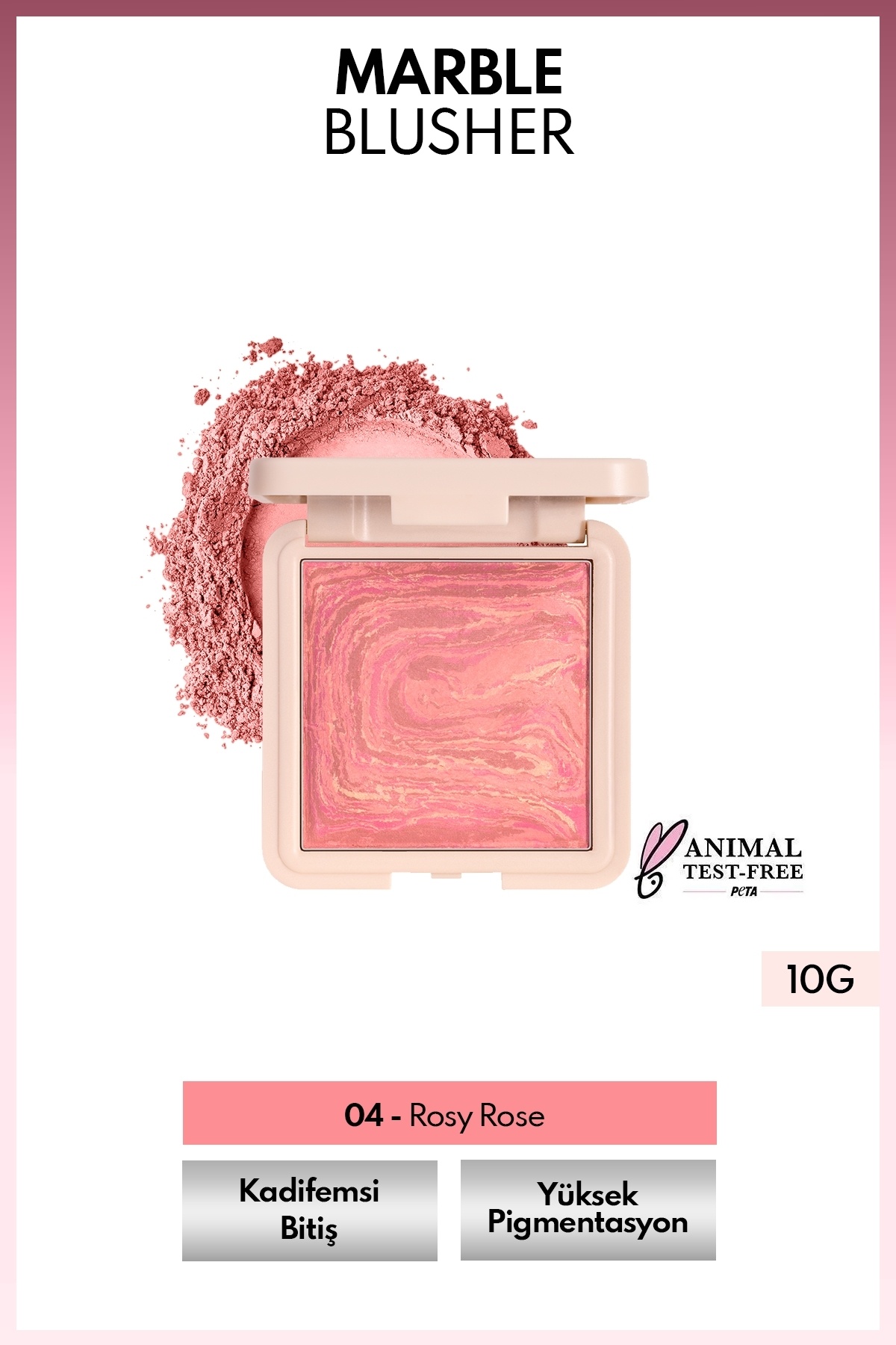NOTE Marble Baked Blusher Fırınlanmış Allık & Aydınlatıcı - 04 Rosy Rose