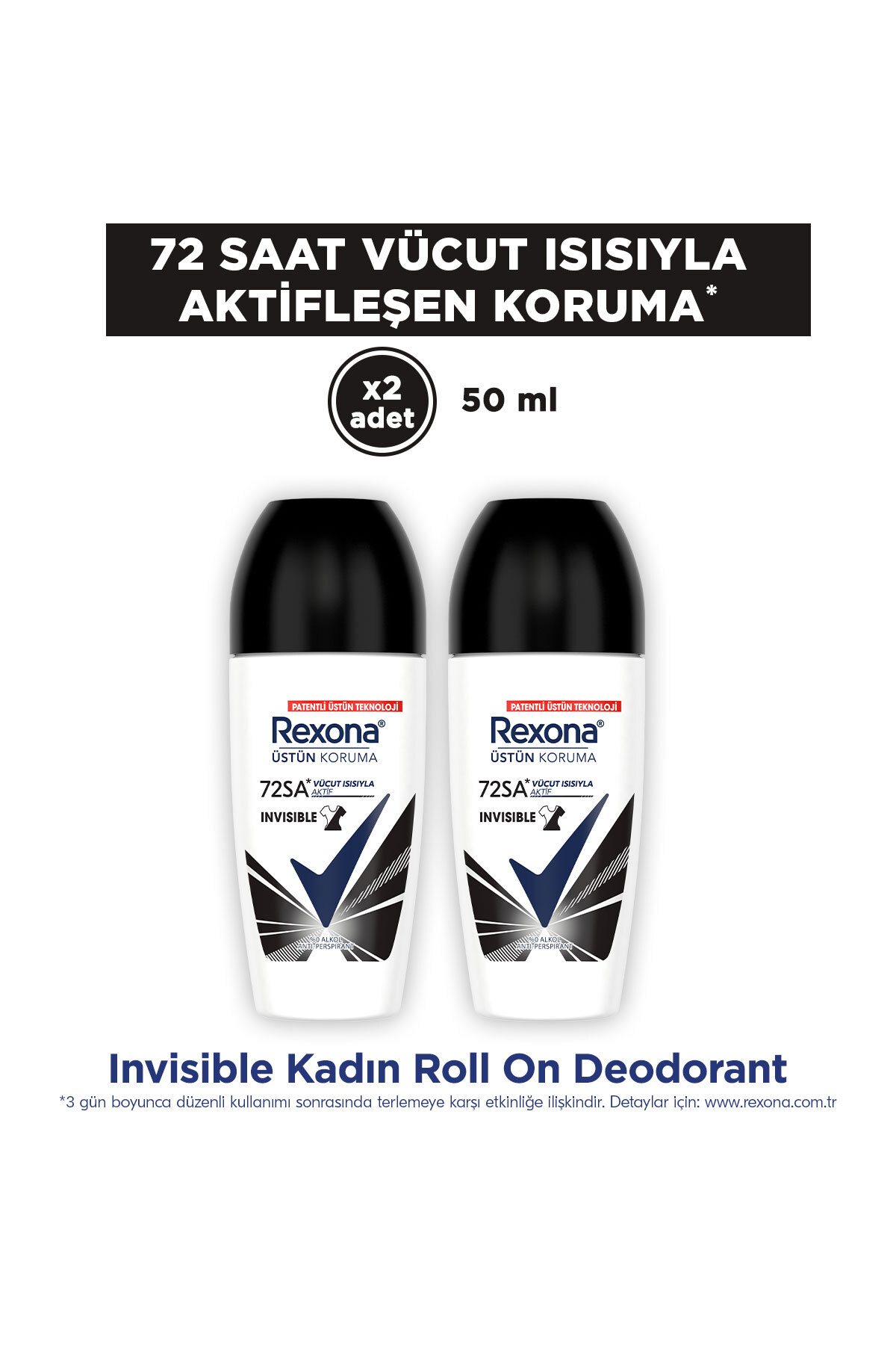 Rexona Üstün Koruma Kadın Roll On Deodorant Invisible 50 ml x2