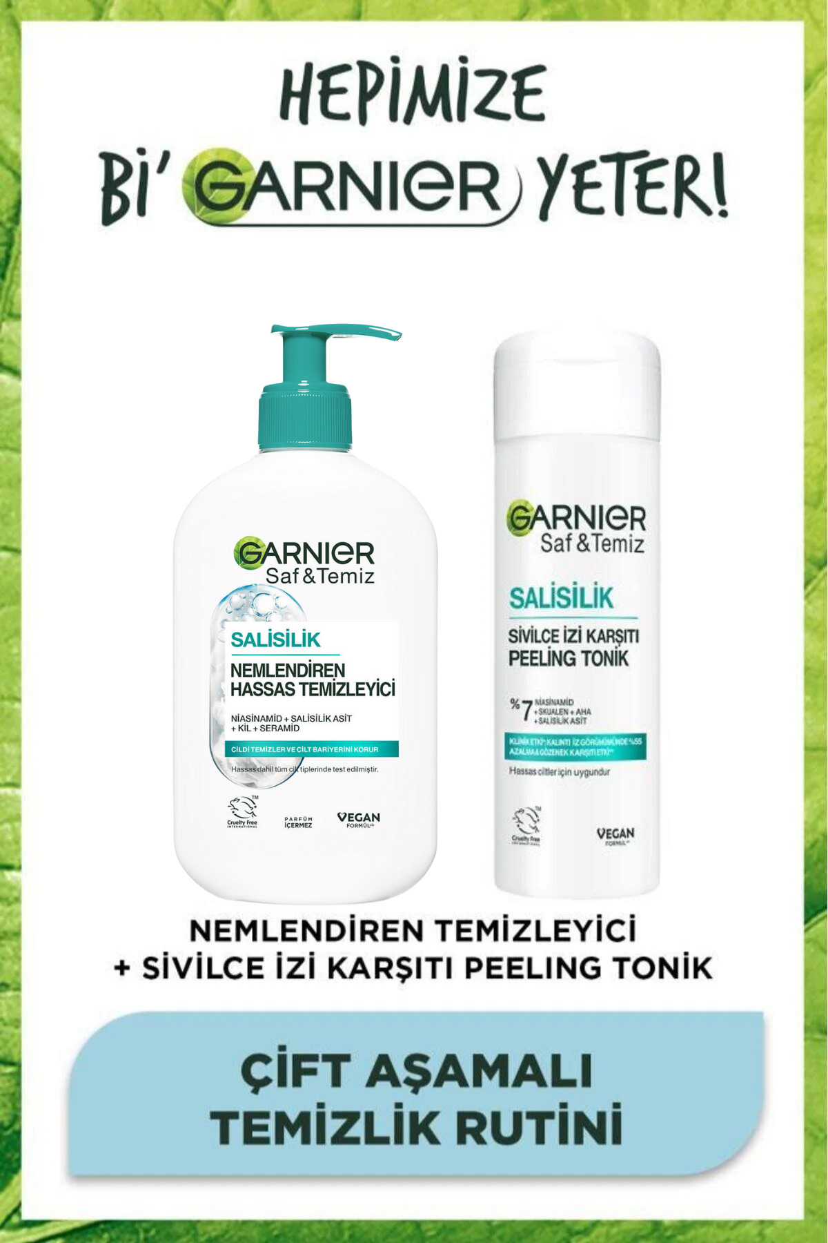 Garnier Salisilik Nemlendiren Temizleyici&Gözenek Sıkılaştırıcı Peeling Tonik 250ML (Niasinamid,Seramid,Kil)