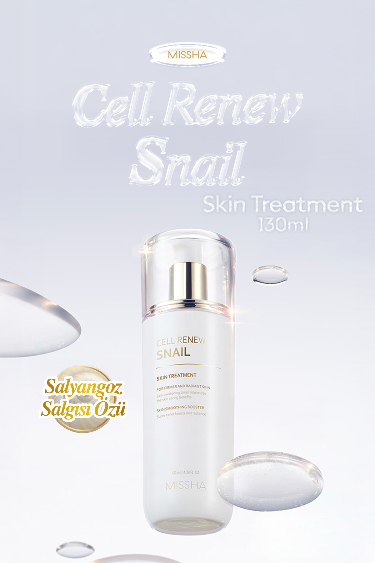 Missha Salyangoz Özlü Aydınlatıcı ve Nemlendirici Esans Super Aqua Cell Renew Snail Skin Treatment 130ml