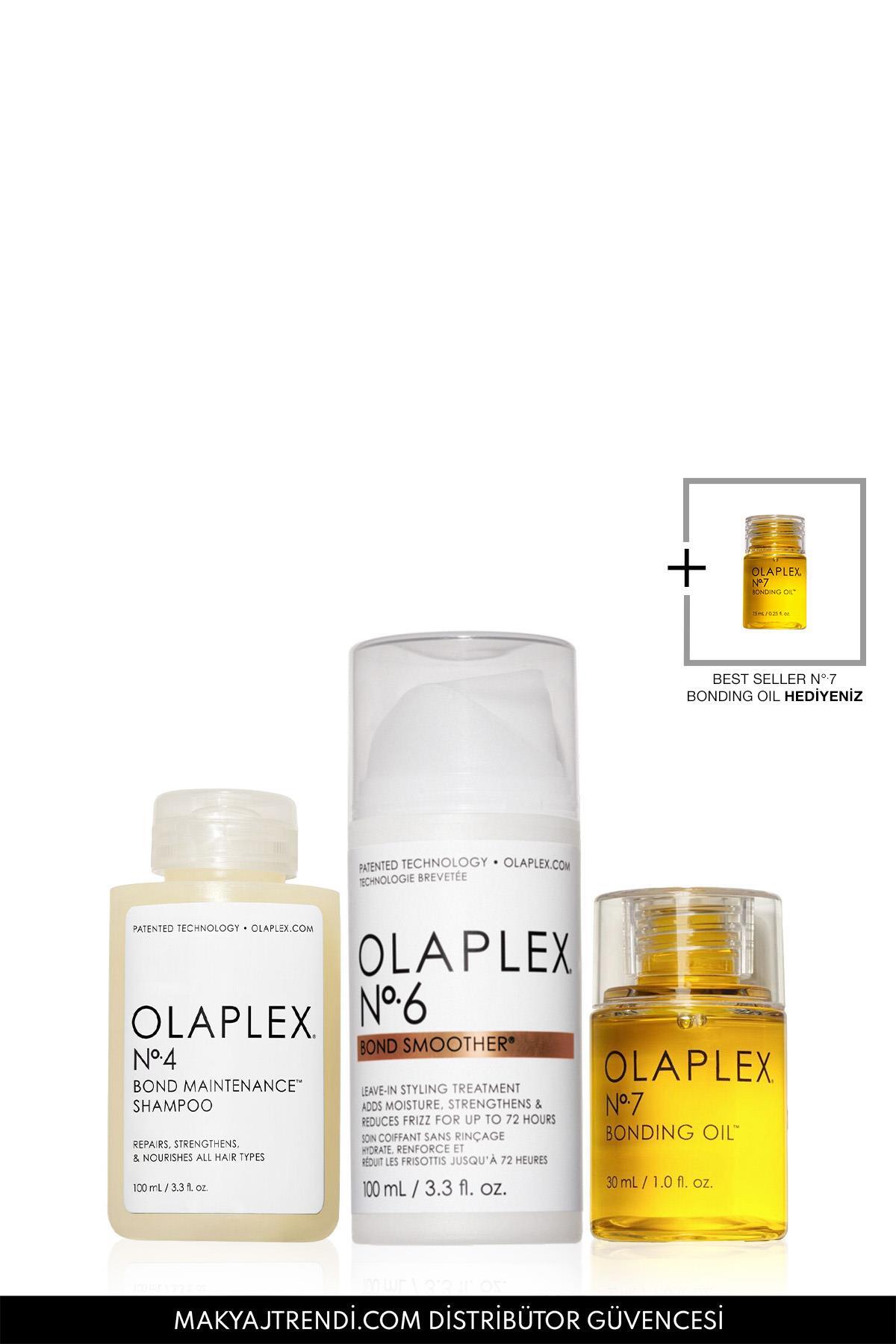 Olaplex Daily Bond Build Set - Bağ Güçlendirici & Parlaklaştırıcı Şampuan, Saç Bakım Yağı ve Şekillendirici