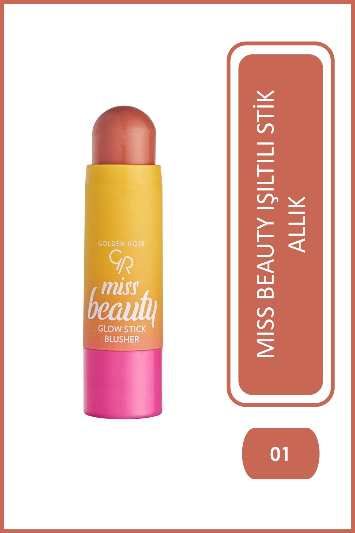 Golden Rose Miss Beauty Glow Stick Blusher No: 01 Peach Flash - Şeftali Tonlu Stik Allık