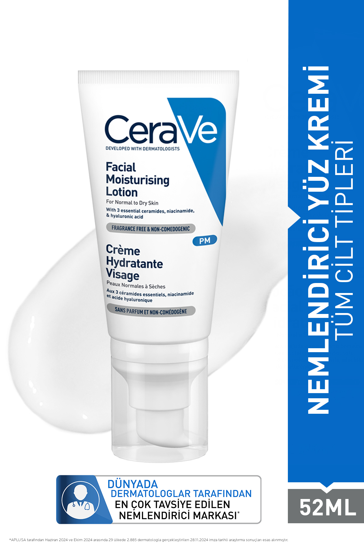 CeraVe Seramid & Hyalüronik Asit & Niasinamid İçeren Nemlendirici Yüz Kremi 52 ml
