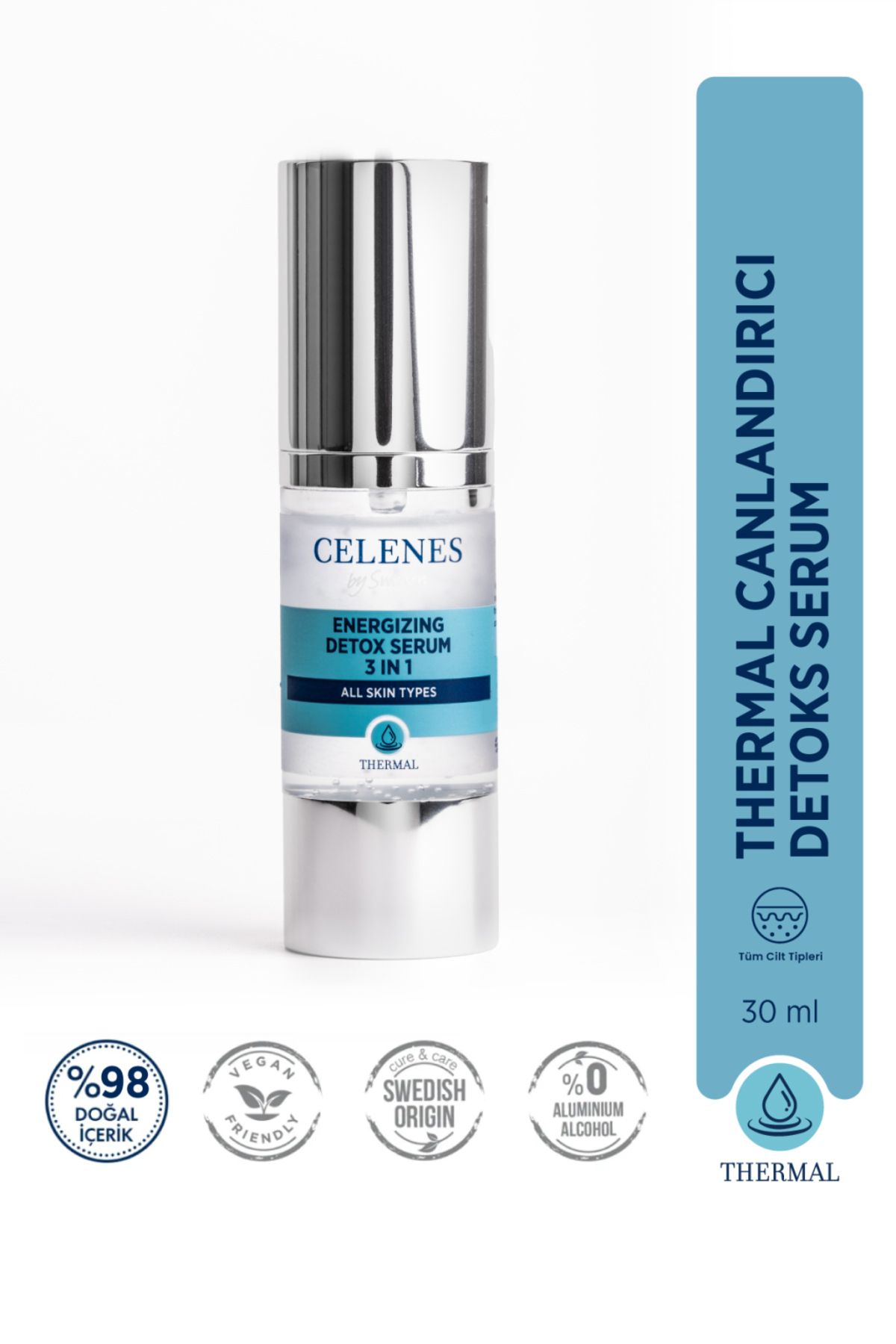 Celenes Thermal 3'ü 1 Arada Nemlendirici Canlandırıcı Detox Etkili Serum - Hyalüronic Asit 30 ml