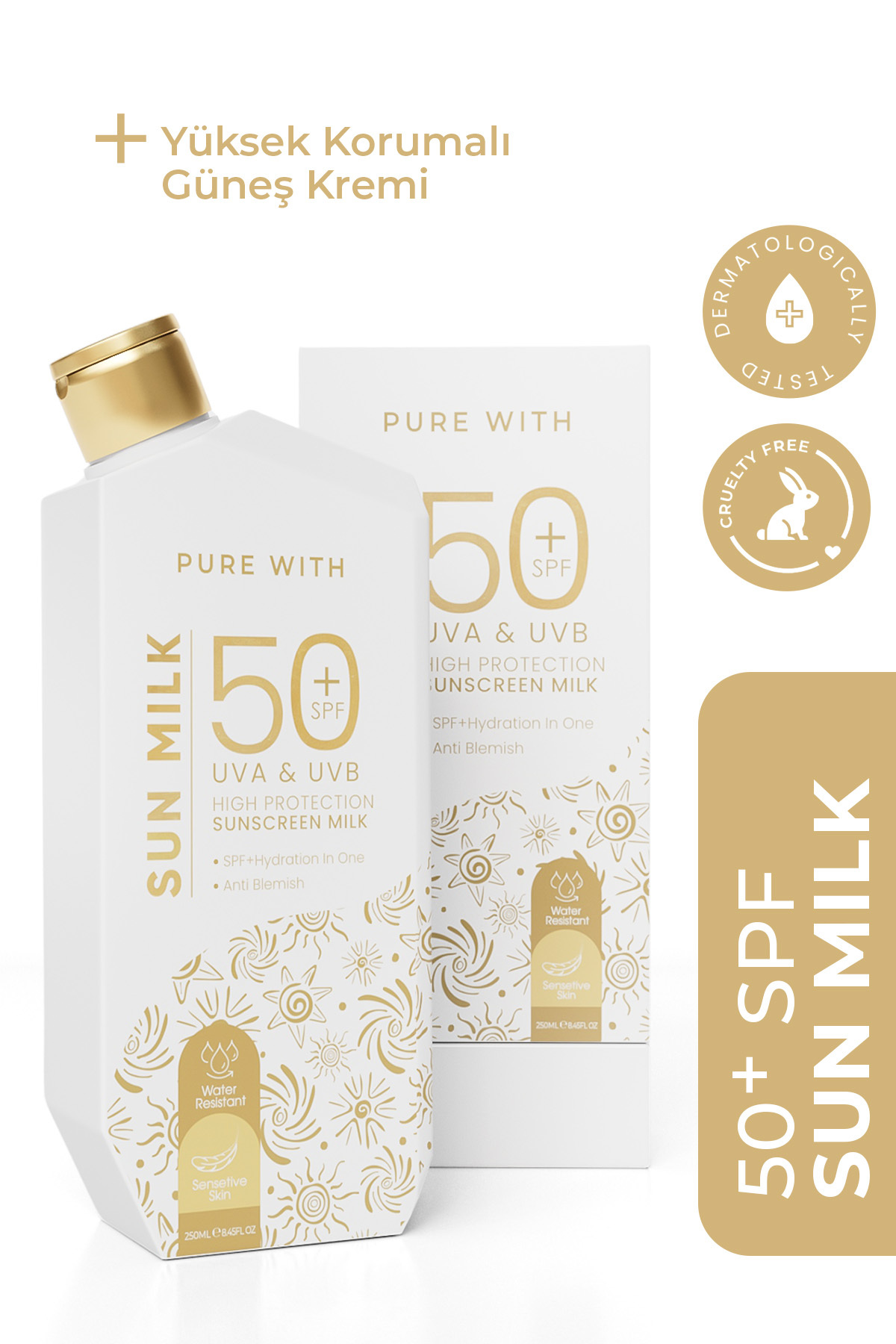 Pure With 50 Spf Yüksek Koruma Güneş Kremi Sunscreen Sun Milk
