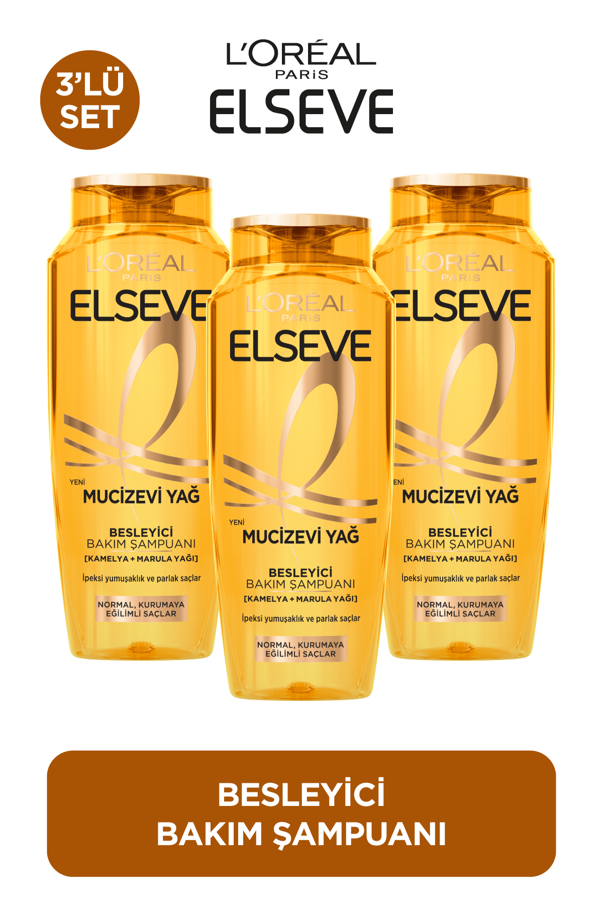 ELSEVE 3'lü L'Oréal Paris Elseve Mucizevi Yağ Besleyici Bakım Şampuanı 400 ml