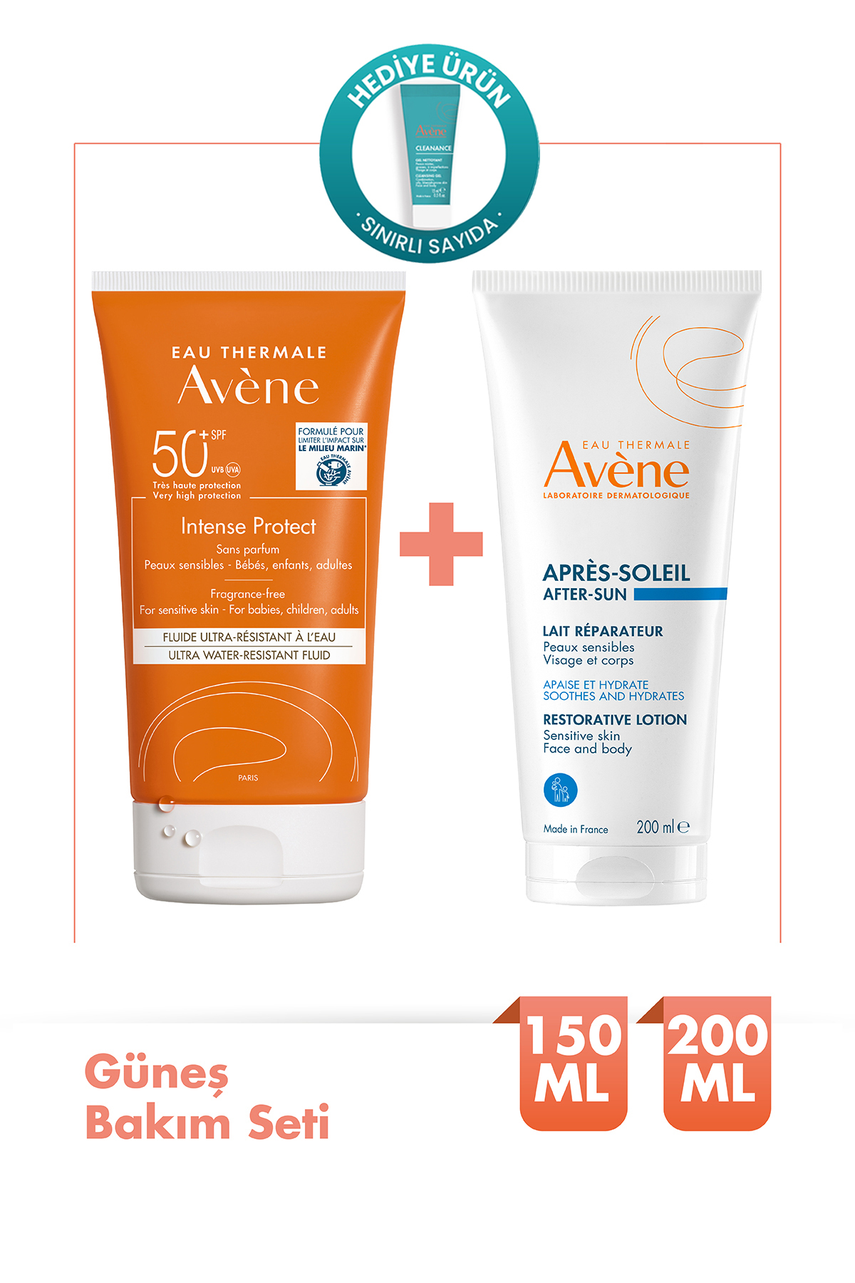 Avene Intense Protect SPF 50+ Güneş Kremi 150ml + After Sun Repair Losyon 200ml Set
