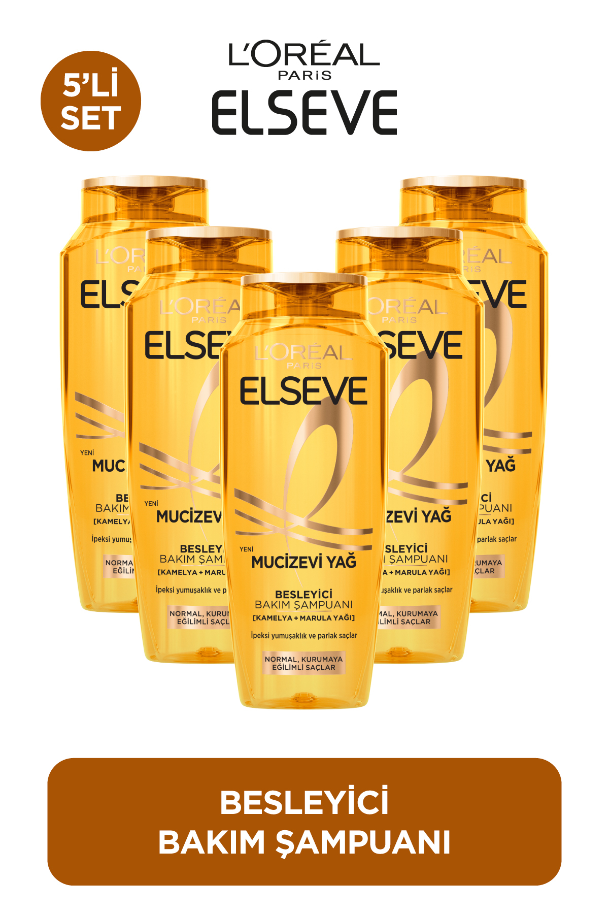 ELSEVE 5'li L'Oréal Paris Elseve Mucizevi Yağ Besleyici Bakım Şampuanı 400 ml
