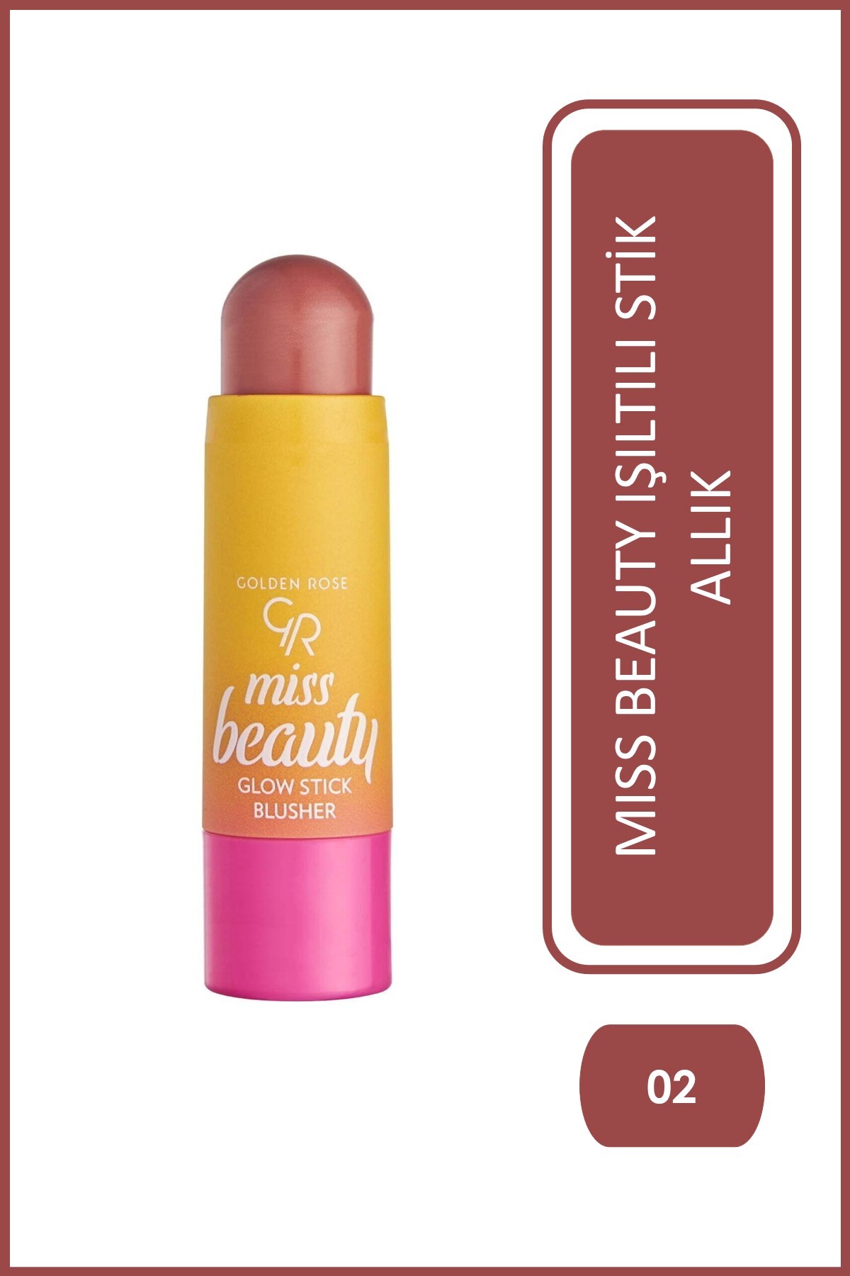 Golden Rose Miss Beauty Glow Stick Blusher No: 02 Dusty Rose - Gül Kurusu Tonlarda Stik Allık