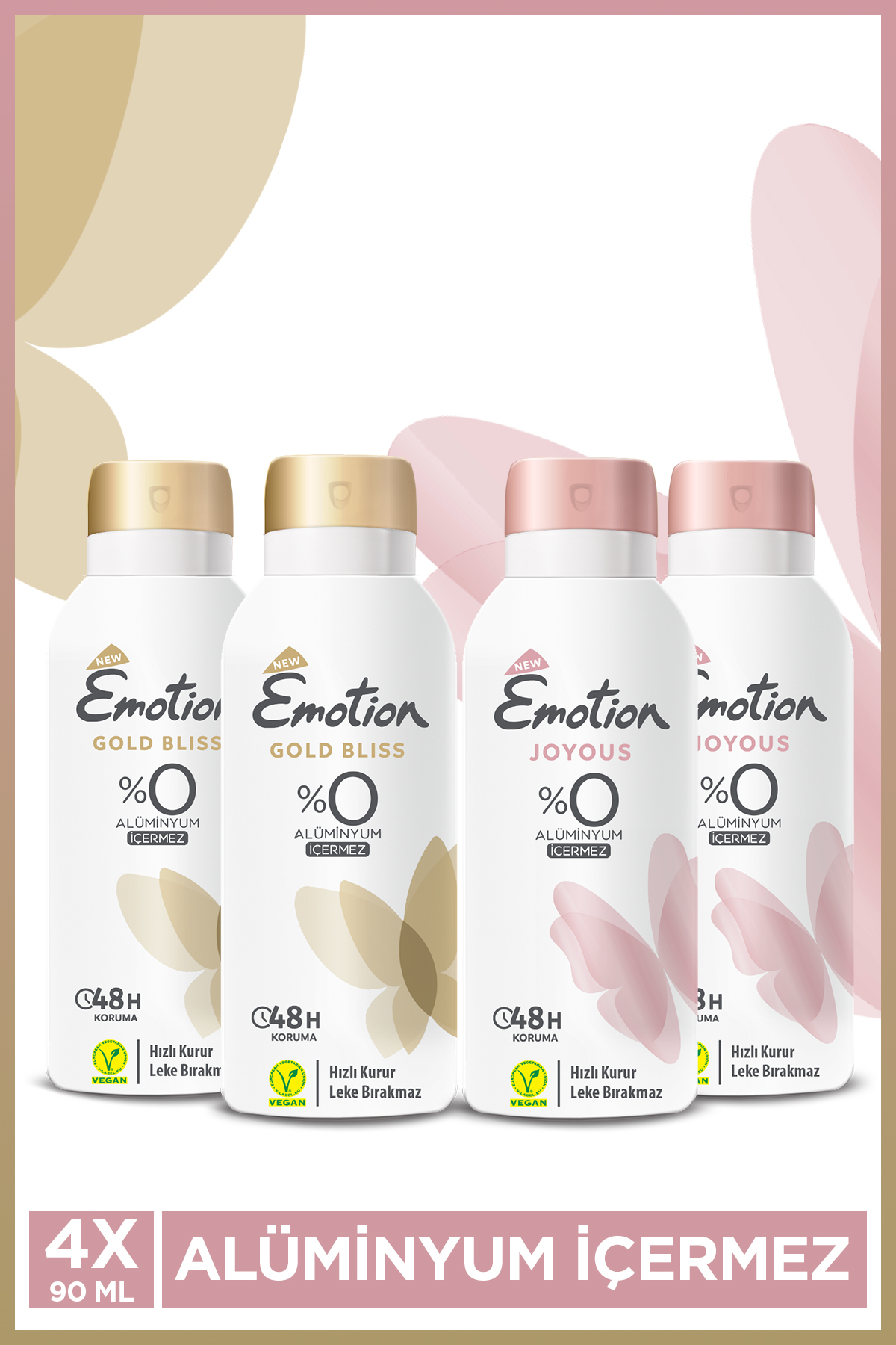 Emotion Gold Bliss & Joyous Kadın Vegan Alüminyumsuz Deodorant Seti 4x90 Ml