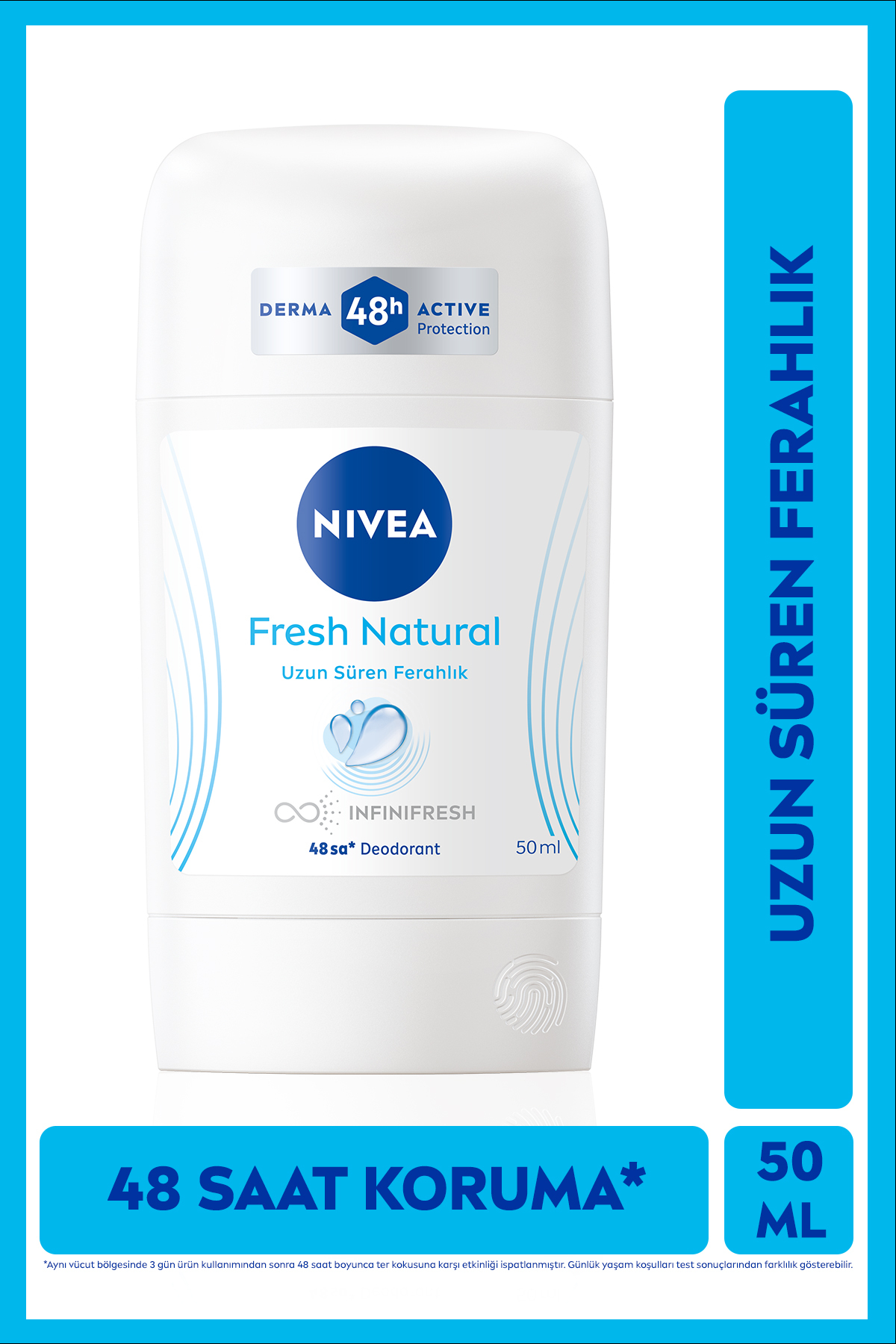 NIVEA Kadın Stick Deodorant Fresh Natural 50ml, Ter Kokusuna Karşı 48 Saat Koruma, Uzun Süren Ferahlık