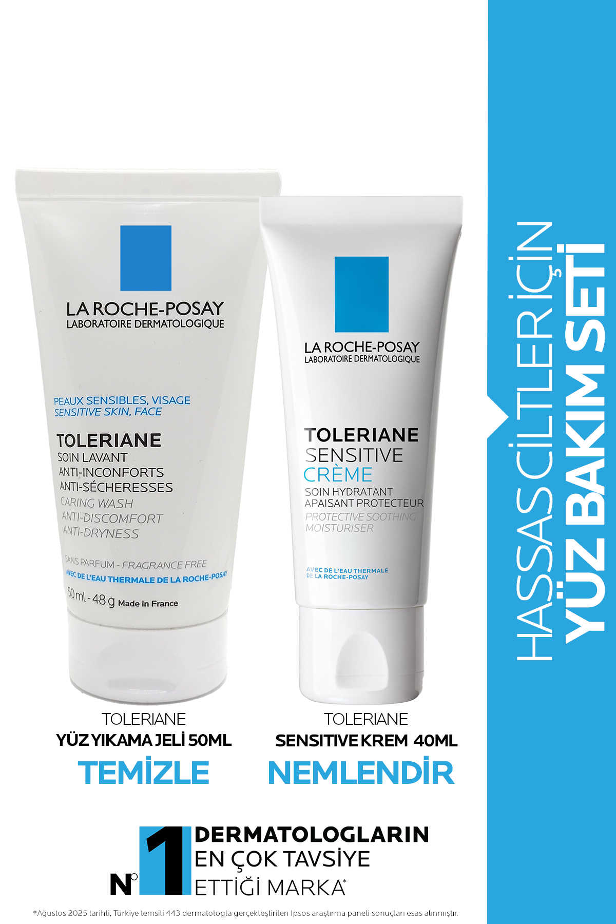 La Roche Posay Hassas Ciltler İçin Toleriane Cilt Bakım Seti:Yüz Yıkama Jeli 50ML&Sensitive Cream Bakım Kremi 40ML