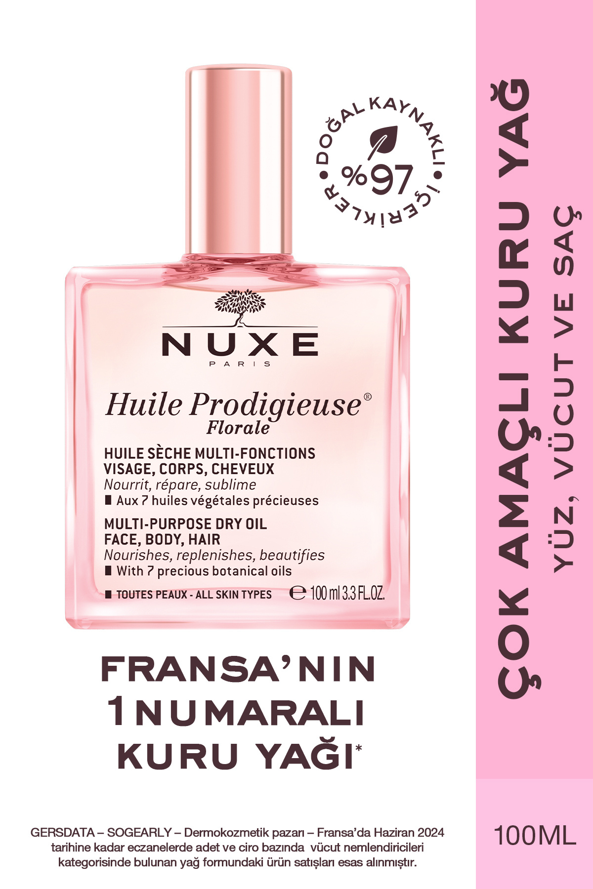 Nuxe Çok Amaçlı Çiçek Kokulu Kuru Yağ (Yüz, Vücut, Saç) 100 ml