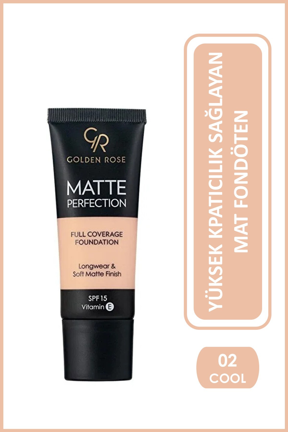 Golden Rose Matte Perfection Foundation Cool 02 Söğüt Özü & Üzüm Çekirdeği Yağlı Mat Fondöten 35 ml