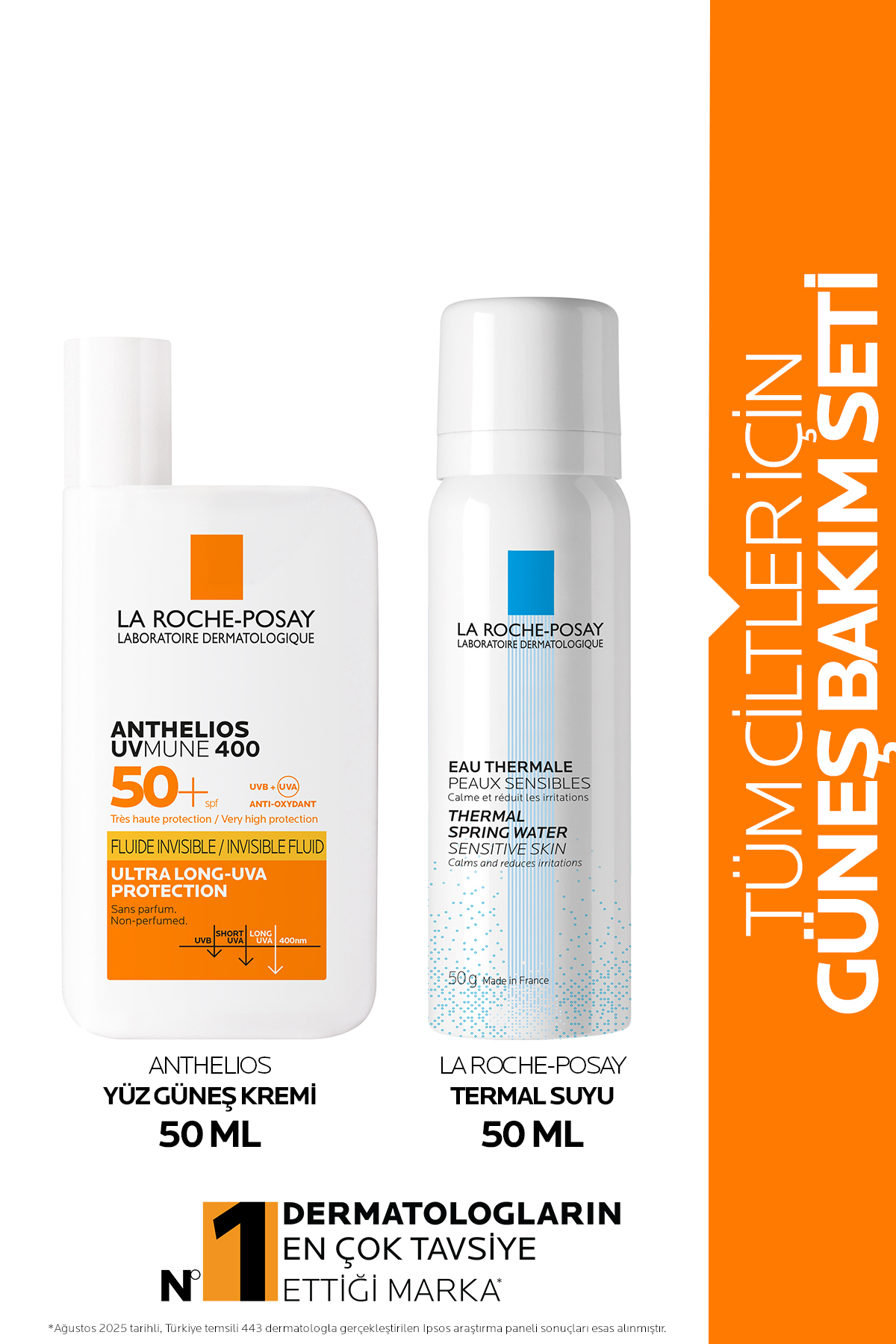 La Roche Posay Güneş Koruyucu Cilt Bakım Seti: Anthelios Uvmune Yüz Güneş Kremi SPF50+ 50ML&Termal Su 50ML