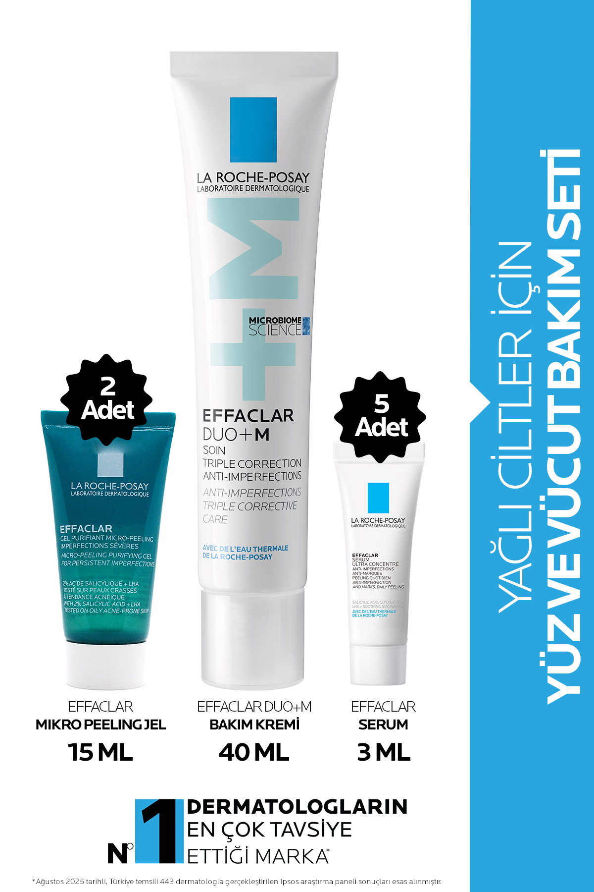 La Roche Posay Yağlı Ciltler İçin Vücut& Cilt Bakım Seti: Duo M+ Bakım Kremi&Mikropeeling Jel&Effaclar Serum