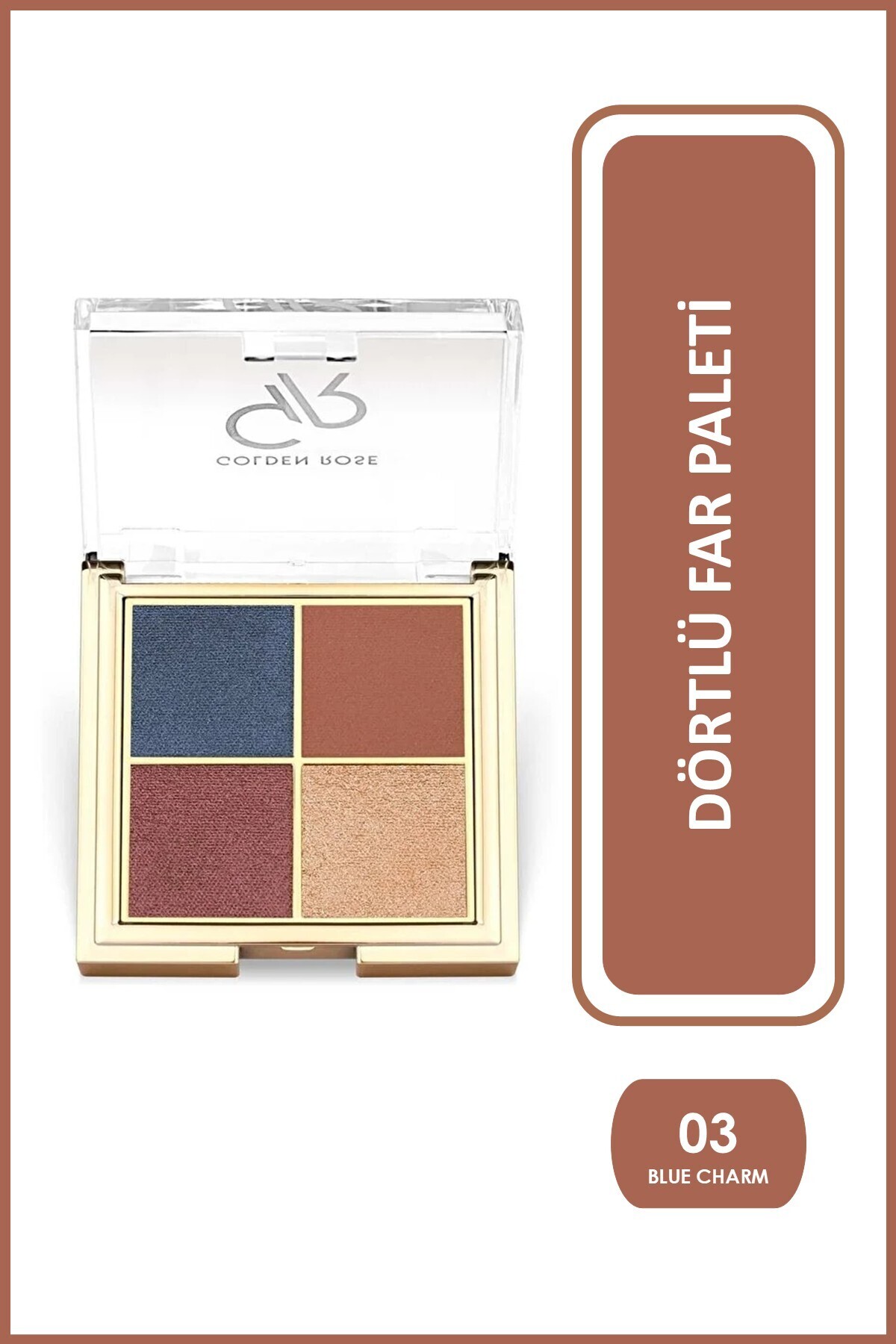 Golden Rose Quattro Eyeshadow Palette - 03 Blue Charm - Dörtlü Far Paleti