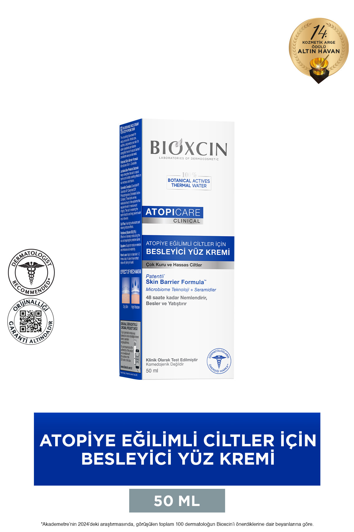 Bioxcin Atopicare Çok Kuru ve Hassas Atopi Eğilimli Ciltler İçin Besleyici Yüz Kremi 50 Ml - Seyahat Boy