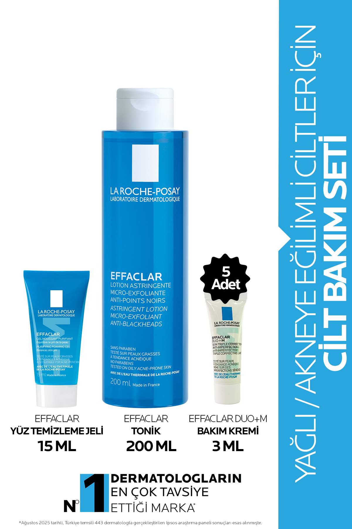 La Roche Posay Yağlı ve Akneye Eğilimli Ciltler için Cilt Bakım Seti: Tonik&Yüz Temizleme Jeli&Duo Nemlendirici