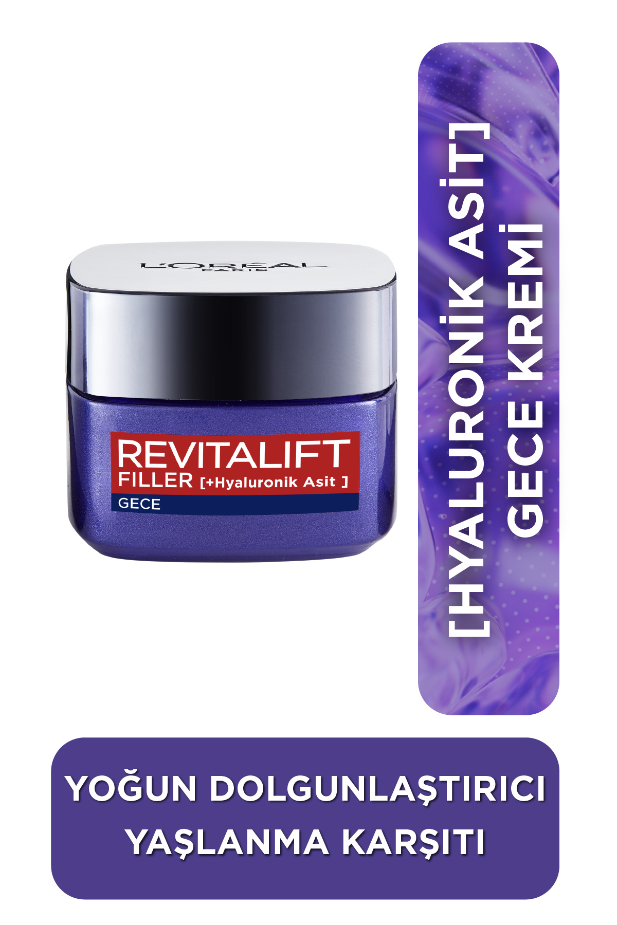 L'Oreal Paris Revitalift Filler Hyaluronik Asit İçeren Dolgunlaştırıcı Yaşlanma Karşıtı Gece Kremi 50 ml