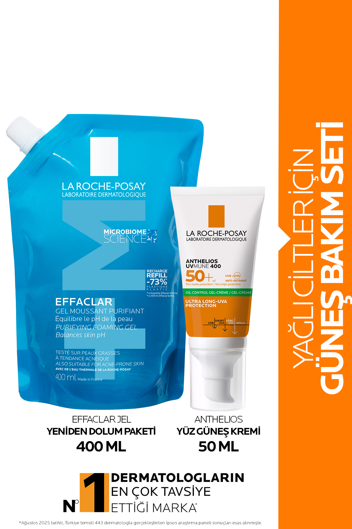 La Roche Posay Yağlı Ciltler İçin Güneş Bakım Seti:Effaclar Jel Yeniden Dolum Paketi&Anthelios Yüz Güneş Kremi