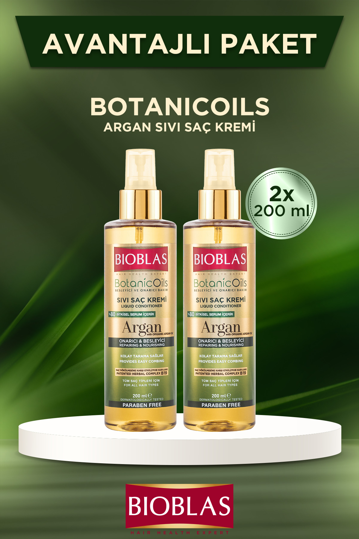 Bioblas Argan Yağlı Sıvı Saç Kremi 200 Ml X 2 Adet