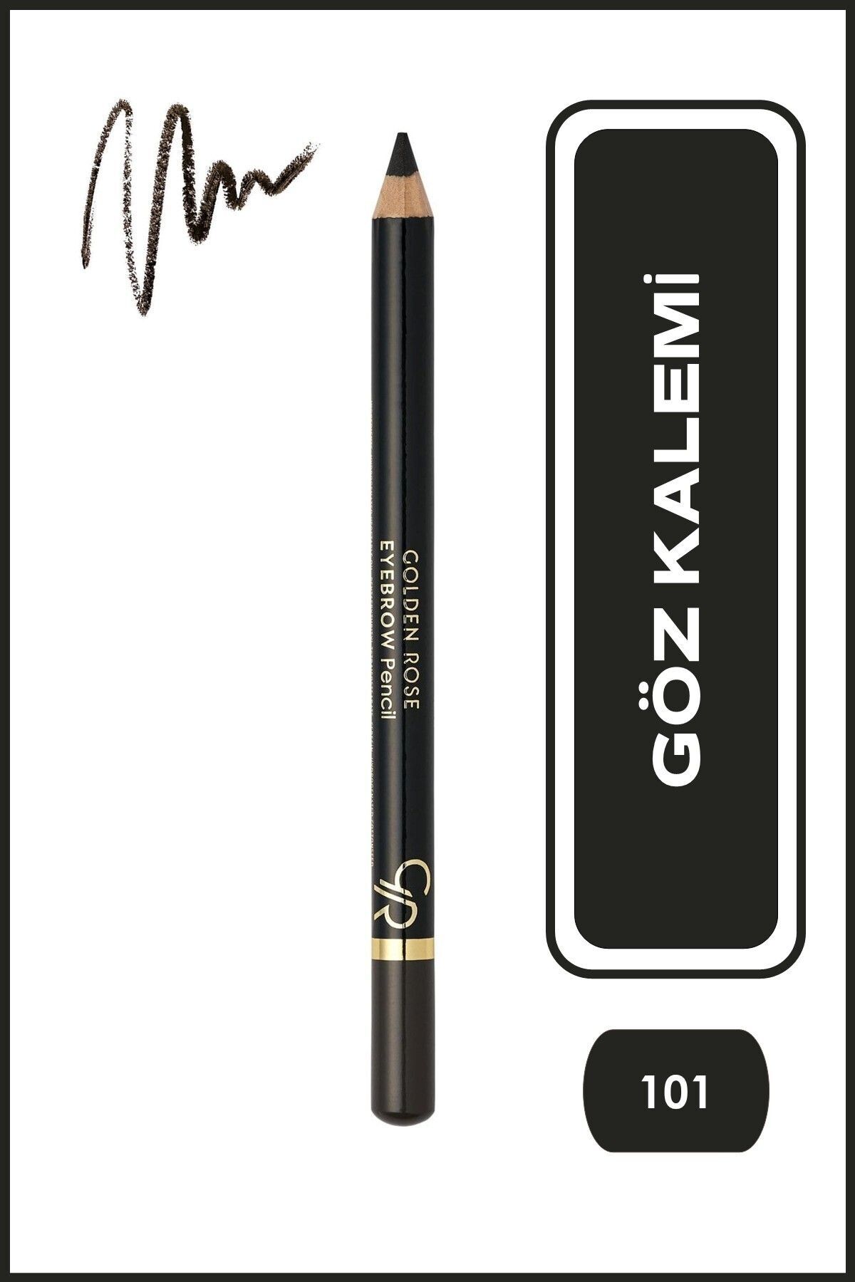 Golden Rose Eyebrow Pencil No: 101 Black - Şekillendirici Fırçalı Siyah Kaş Kalemi