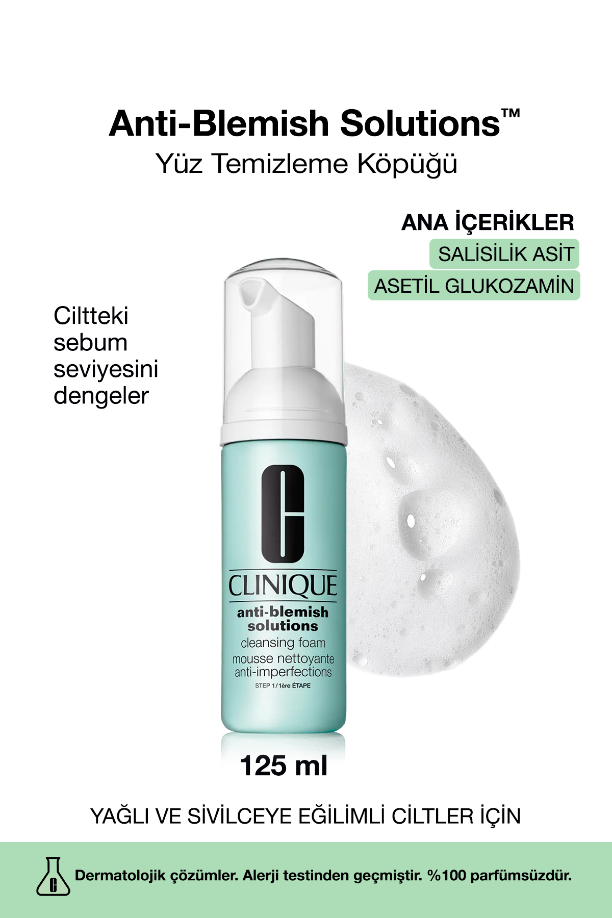 Clinique Anti-Blemish Solutions™ - Ciltteki Sebum Seviyesini Dengeleyen Köpük Temizleyici 125 ml
