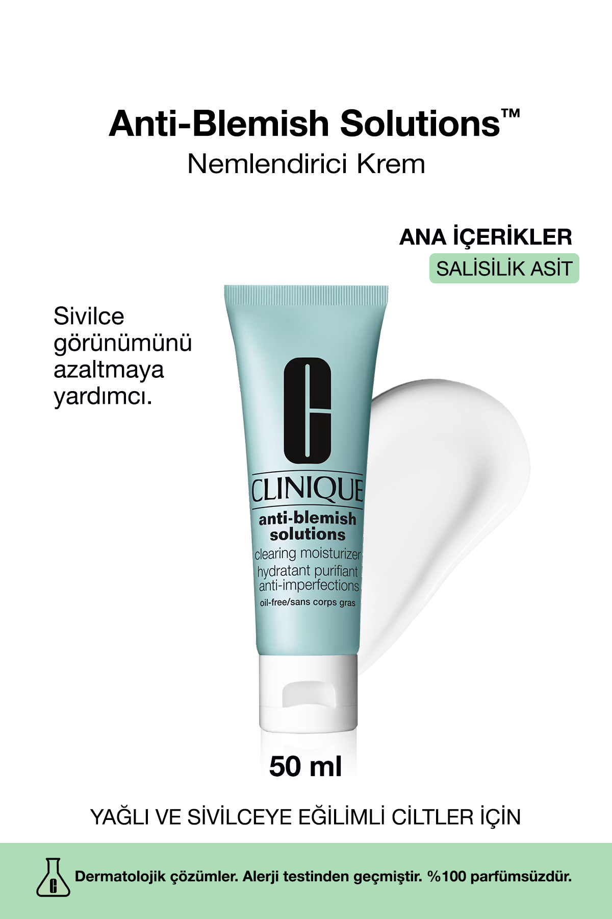 Clinique Anti-Blemish Solutions™ Yağlı, Sivilce Eğilimli Ciltler İçin Nemlendirici Krem 50ml | Salisilik Asit