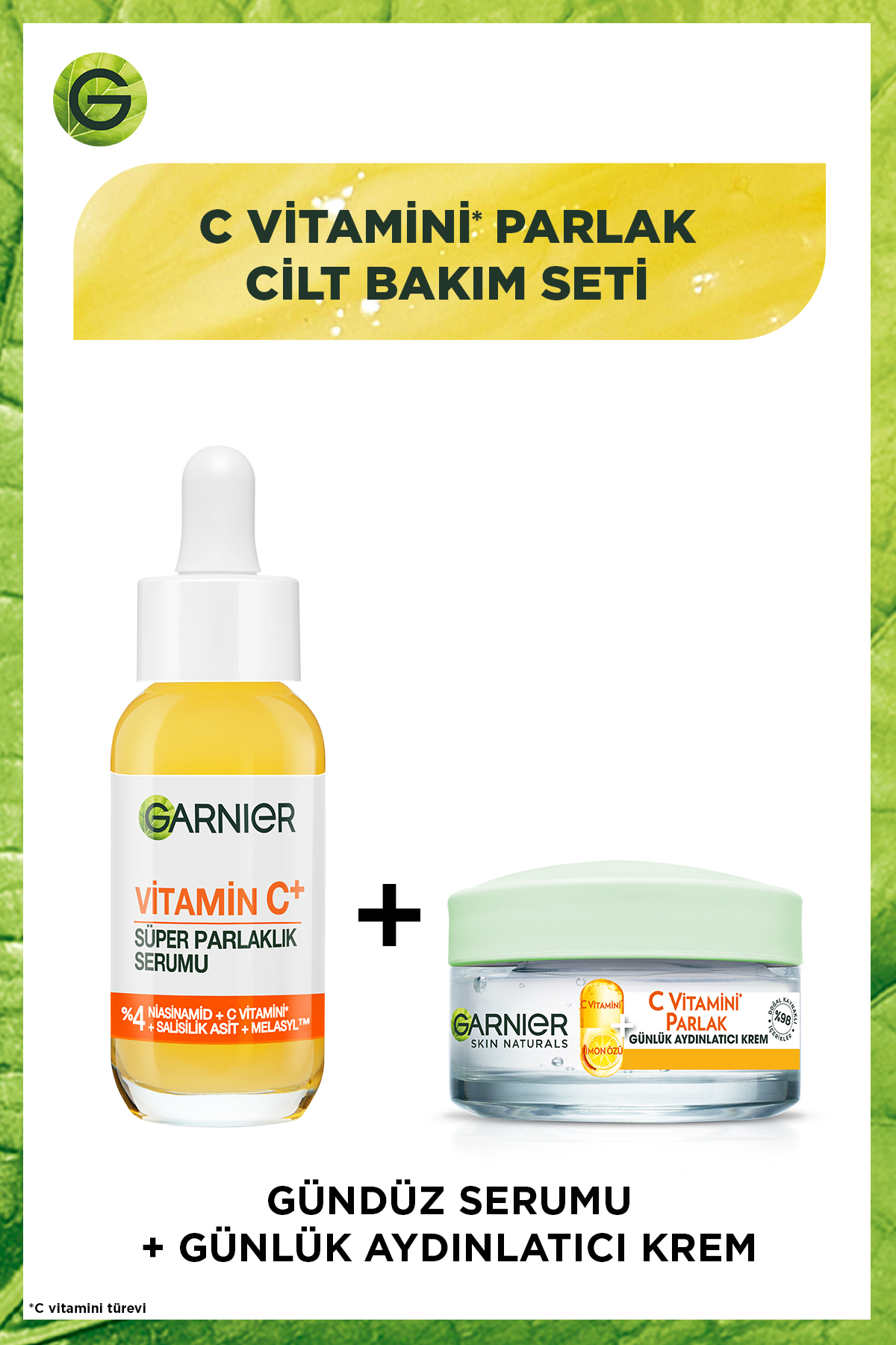 Garnier C Vitamin Serum (Niasinamid + Salisilik Asit) + C Vitamin Nemlendirici Krem (C Vitamini + Limon) x2